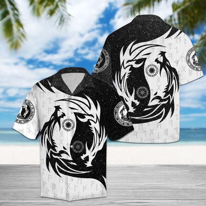 Viking Dragon Emblem on Classic Hawaiian Shirt