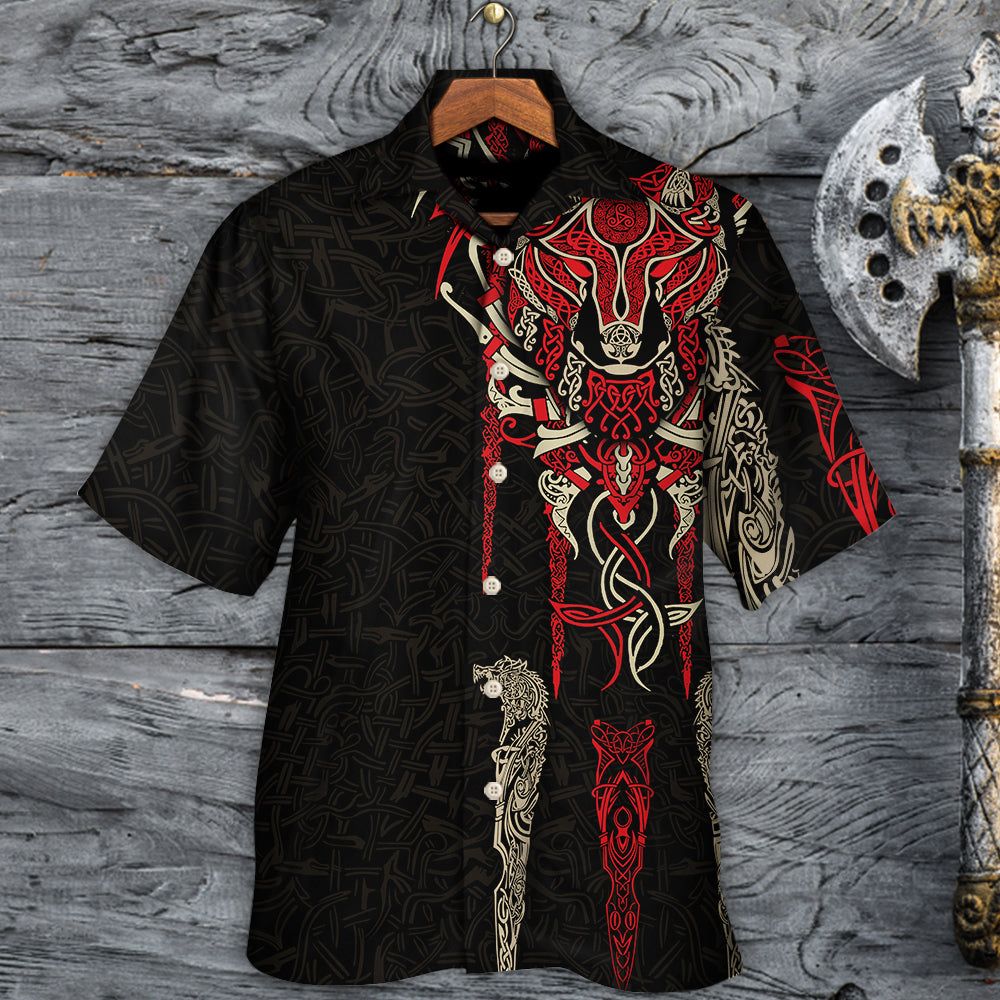 Viking Fenrir Wolf Head Norse Celtic Hawaiian Shirt