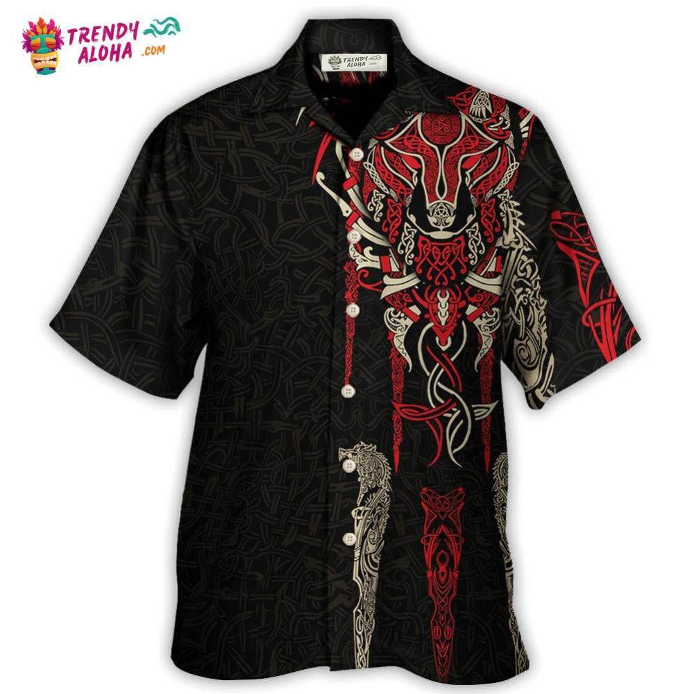 Viking Fenrir Wolf Head Norse Celtic Hawaiian Shirt – Trendy Aloha
