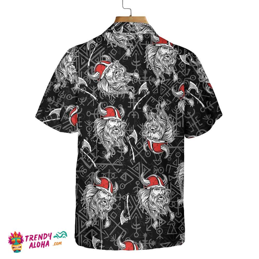 Viking Head Hawaiian Shirt, Seamless Pattern God Odin Viking Shirt Viking Head Hawaiian Shirt, Seamless Pattern God Odin Viking Shirt