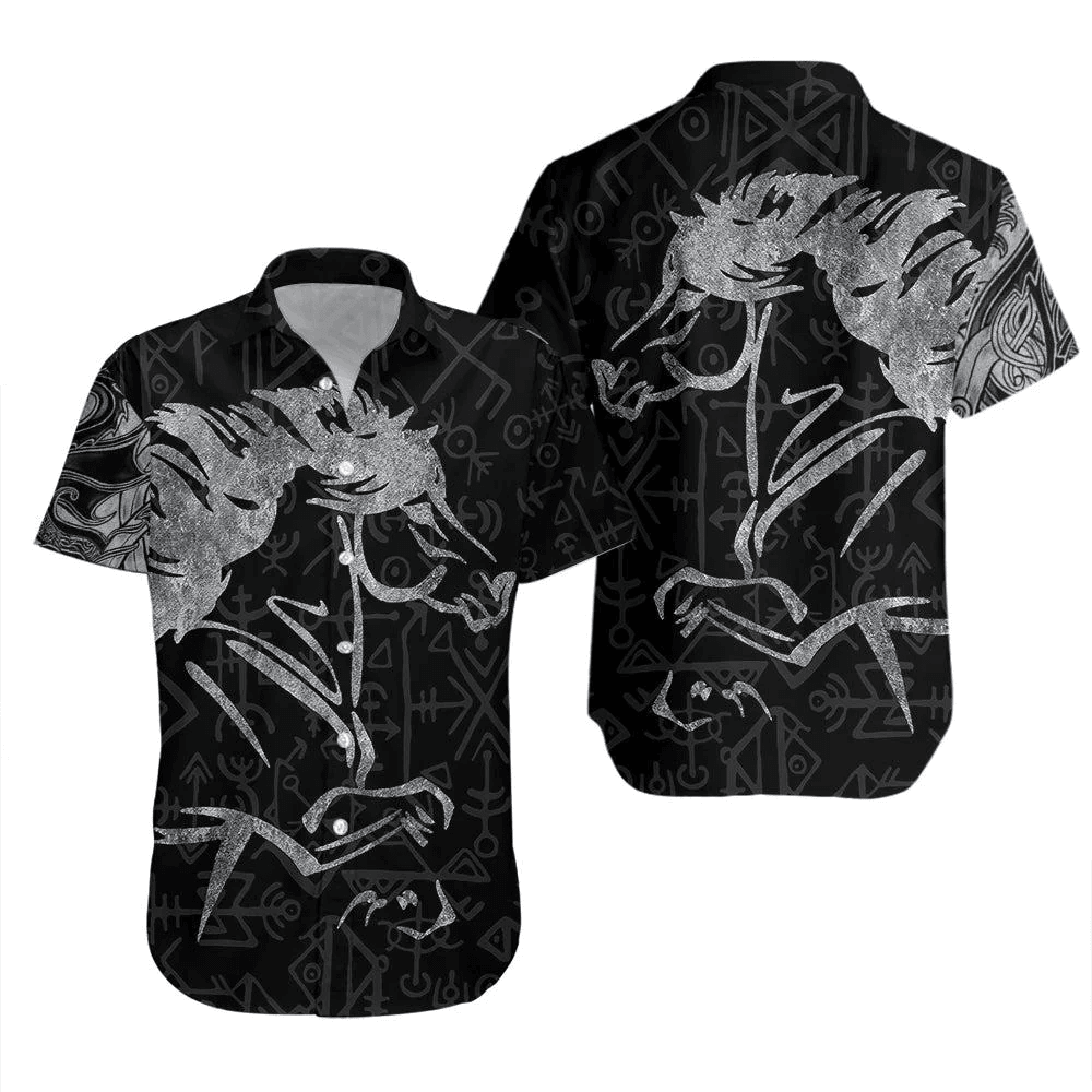 Viking Icelandic Horse Art on Hawaiian Shirt