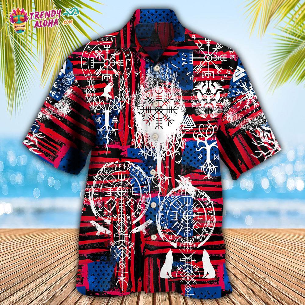 Viking Independence Day Compass Vegvisir Hawaiian Shirt – Trendy Aloha
