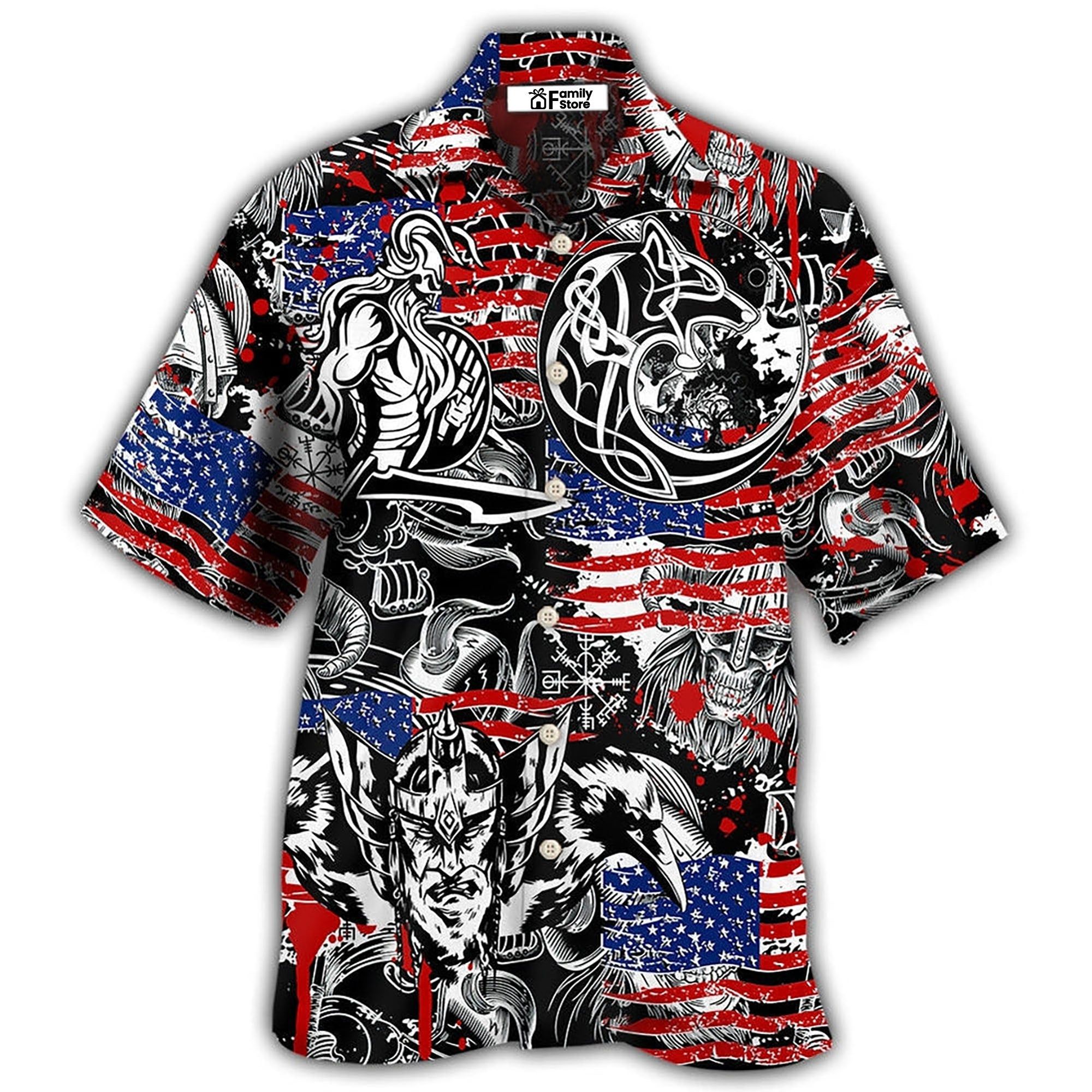 Viking Independence Day Odin Warrior And Wolf Hawaiian Shirt Viking Independence Day Odin Warrior And Wolf Hawaiian Shirt
