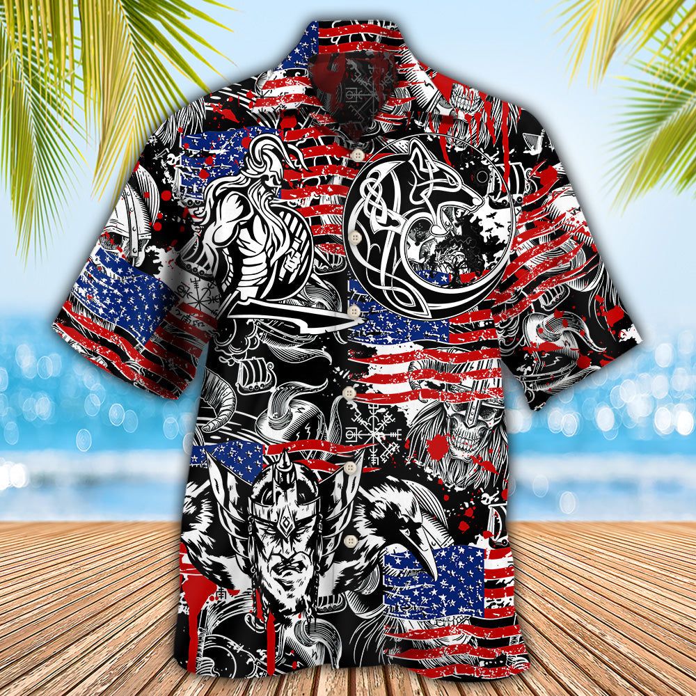 Viking Independence Day Odin Warrior And Wolf Hawaiian Shirt