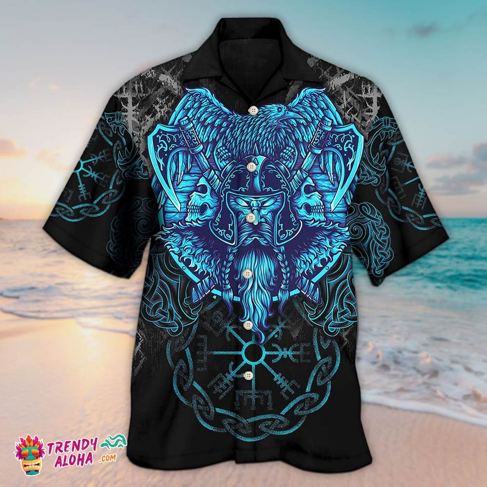 Viking King Blue Art Hawaiian Aloha Beach Shirt