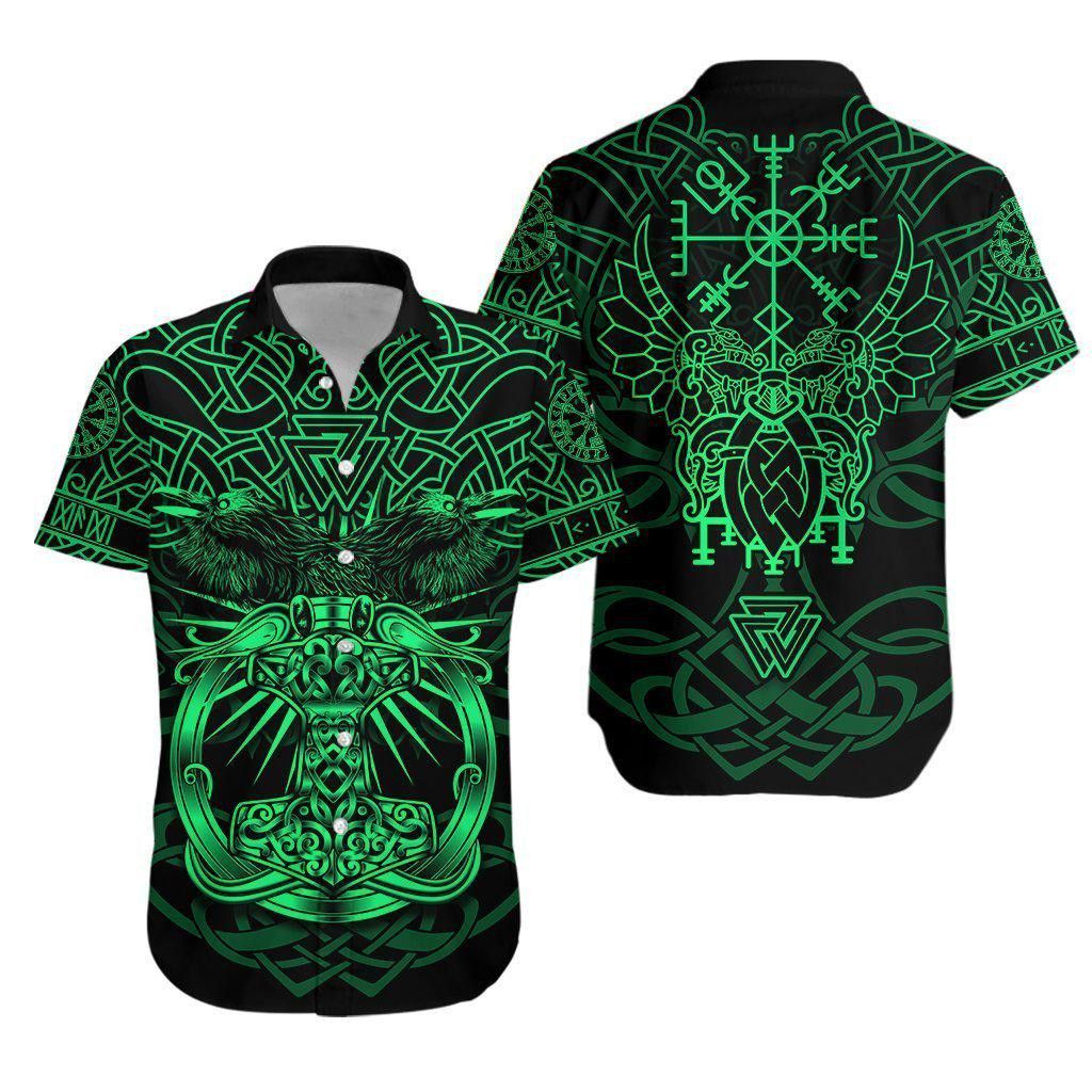 Viking Mjolnir Trendy Hawaiian Shirt- Short Sleeve Trendy Hawaiian Shirt – Viking Gifts For Him