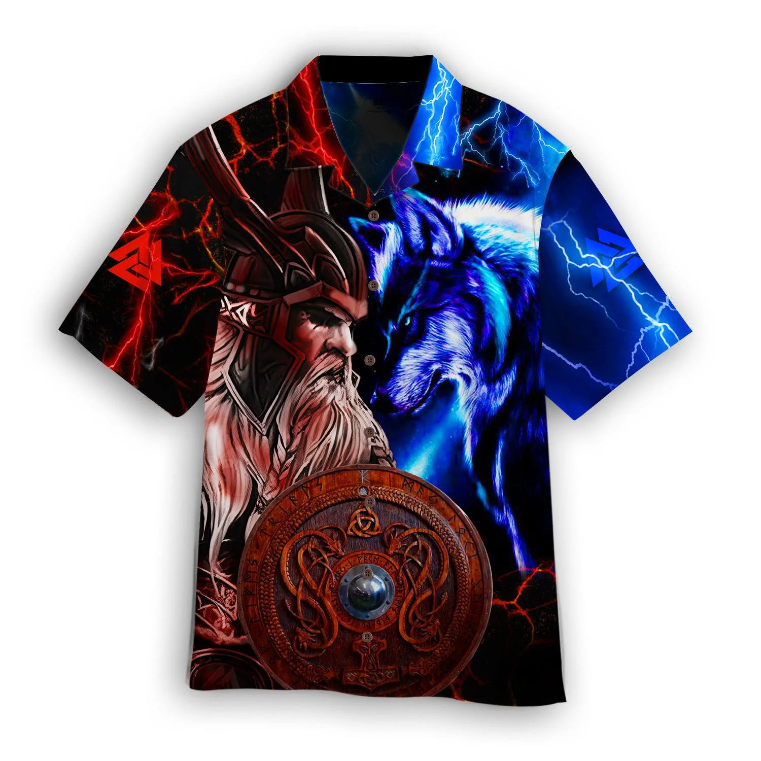 Viking Odin And Wolf Trendy Hawaiian Shirt Viking Odin And Wolf Trendy Hawaiian Shirt