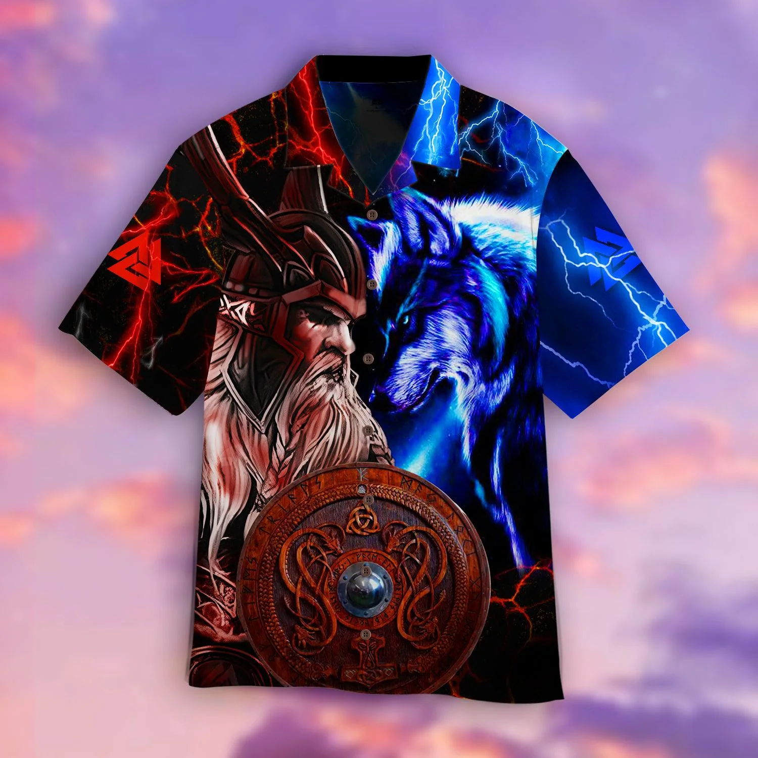Viking Odin And Wolf Trendy Hawaiian Shirt