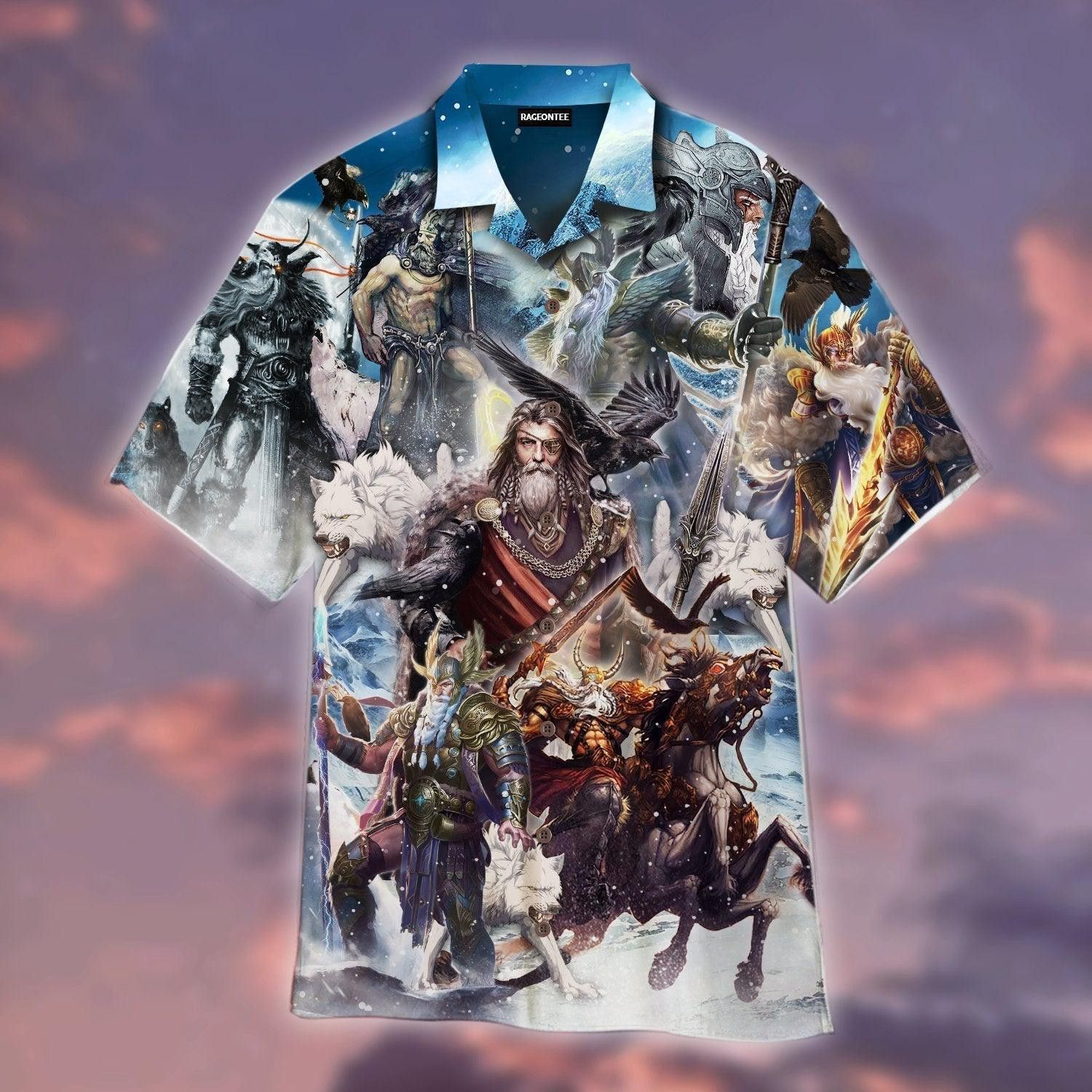 Viking Odin Blood Runs Through My Veins Trendy Hawaiian Shirt