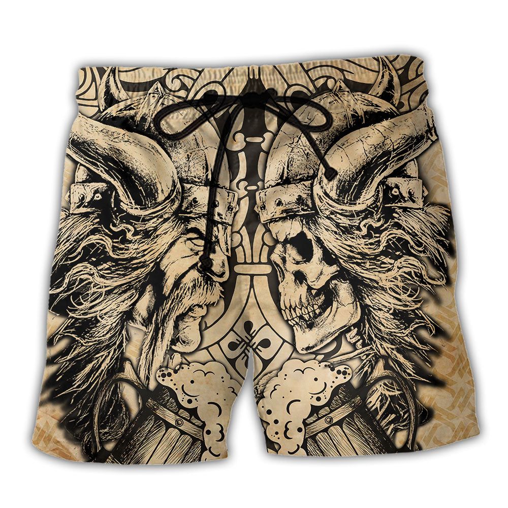 Viking Old Man With Skull Vintage Trendy Aloha Hawaiian Beach Shorts Viking Old Man With Skull Vintage Trendy Aloha Hawaiian Beach Shorts
