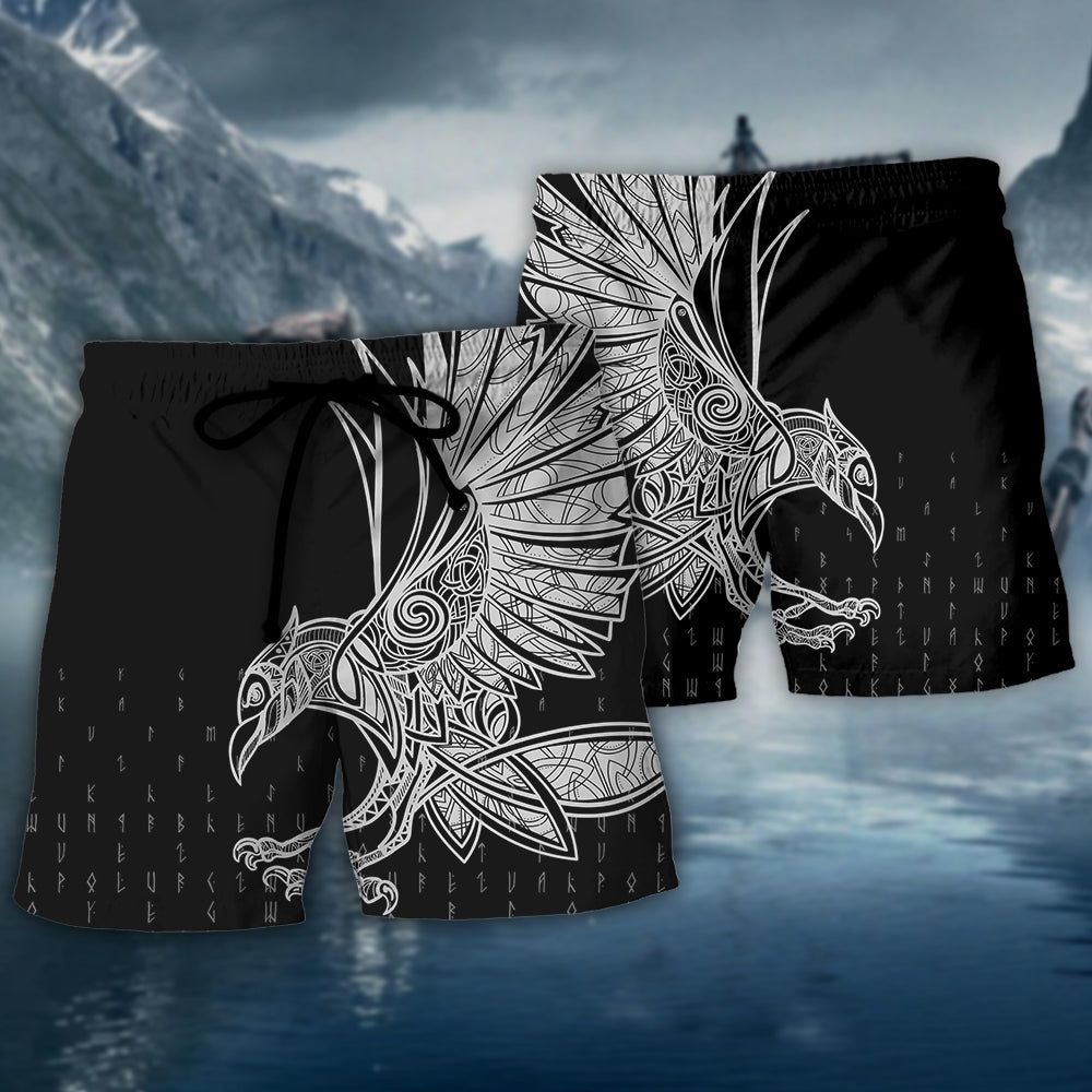 Viking Raven Odin Victory Trendy Aloha Hawaiian Beach Shorts