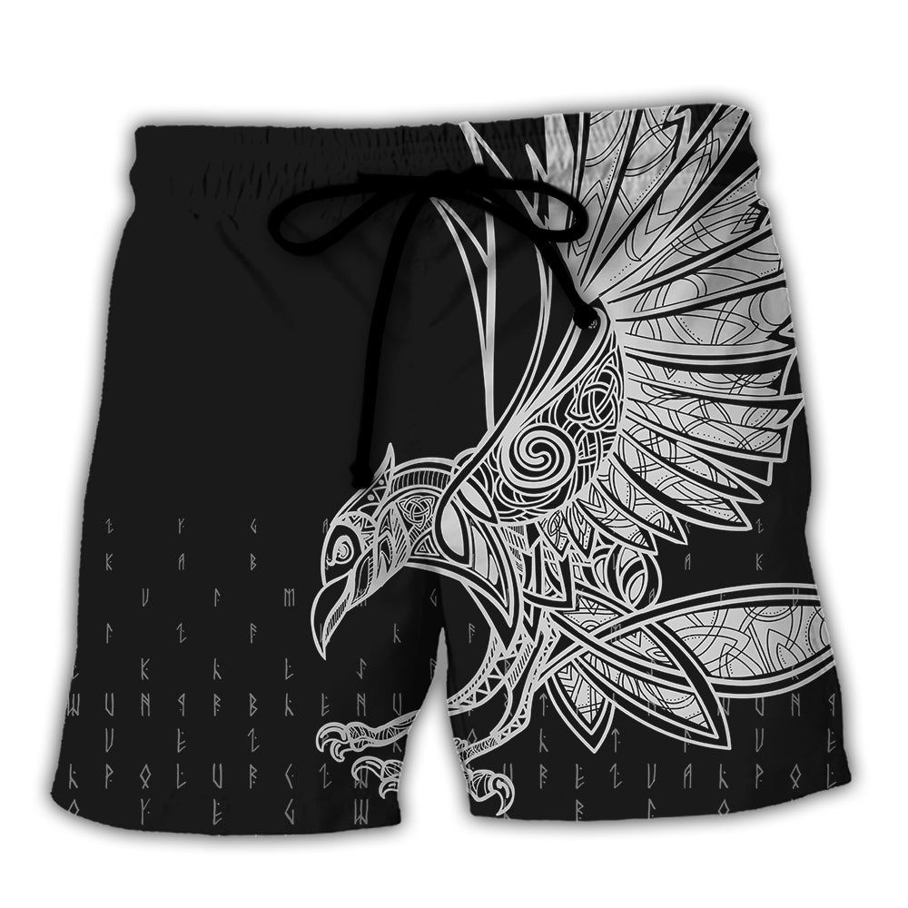 Viking Raven Odin Victory Trendy Aloha Hawaiian Beach Shorts