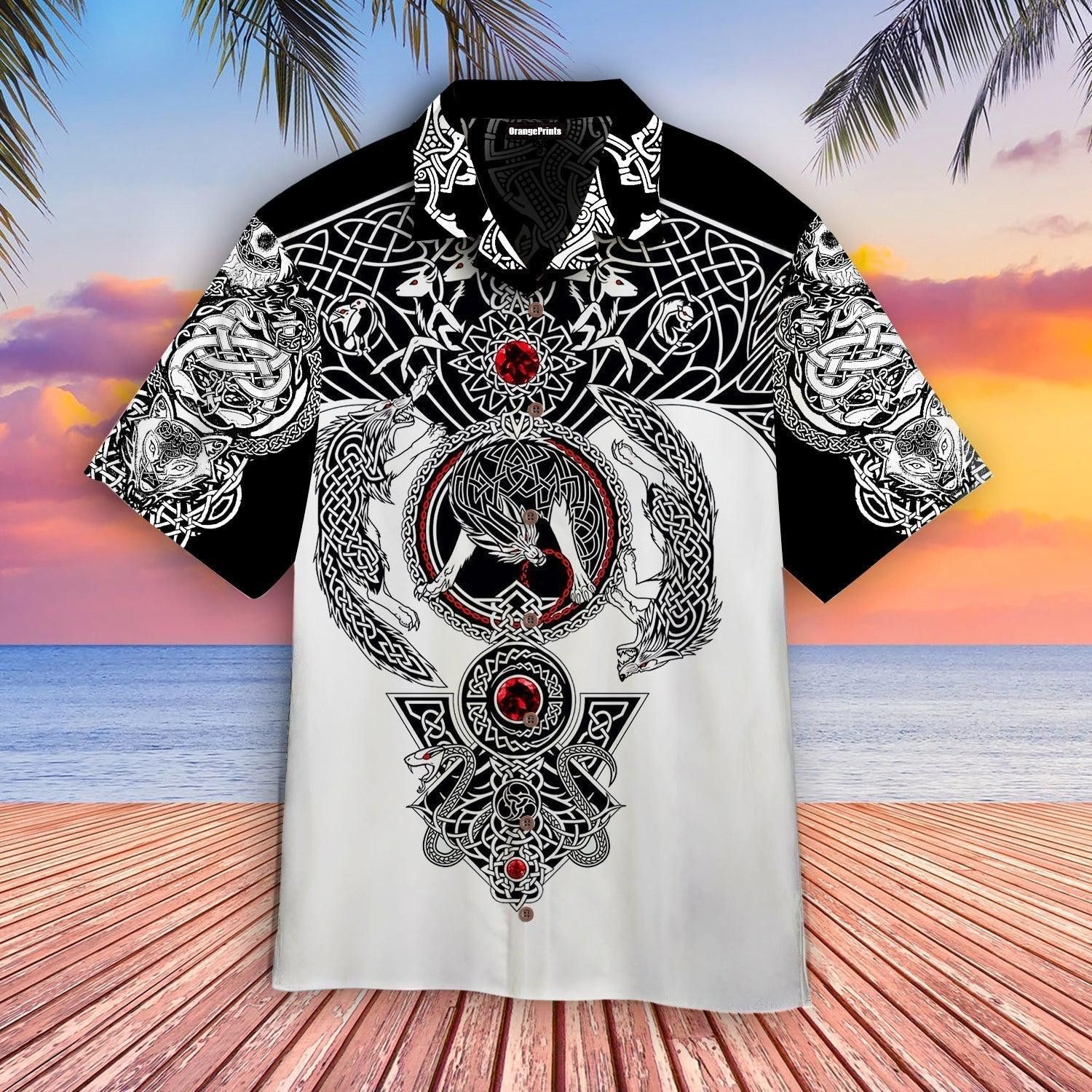 Viking Tattoo Island Adventure in Hawaiian Shirt