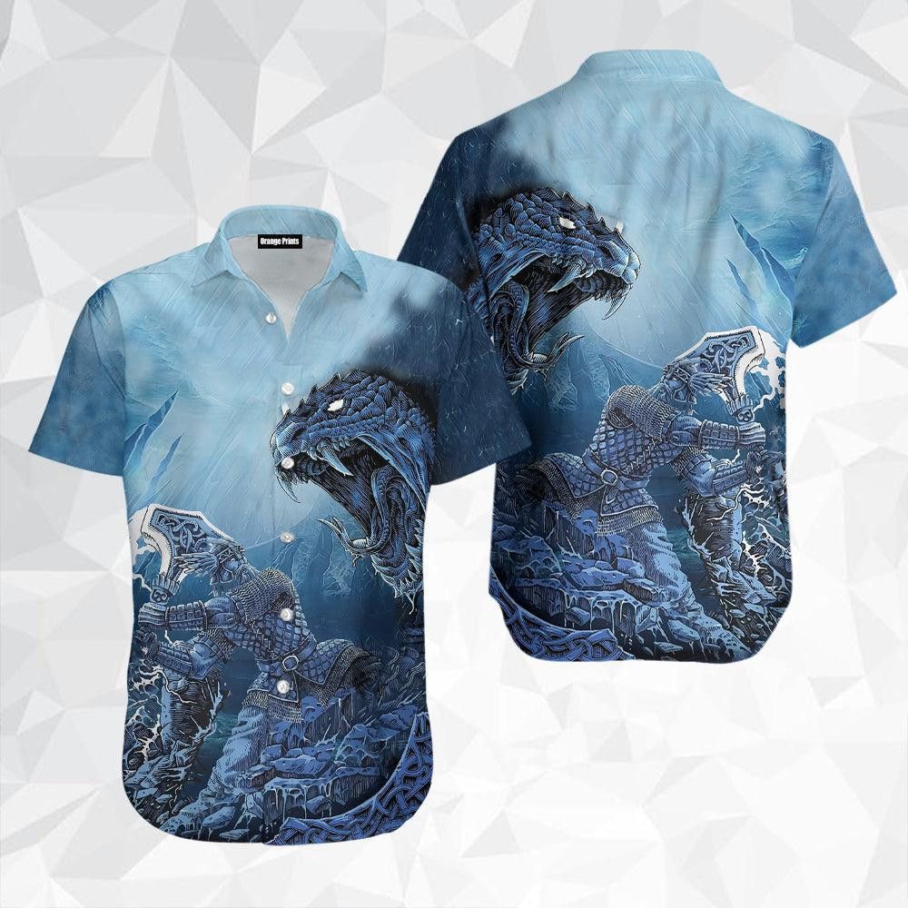 Viking Thor Vs Midgard Serpent Trendy Hawaiian Shirt For