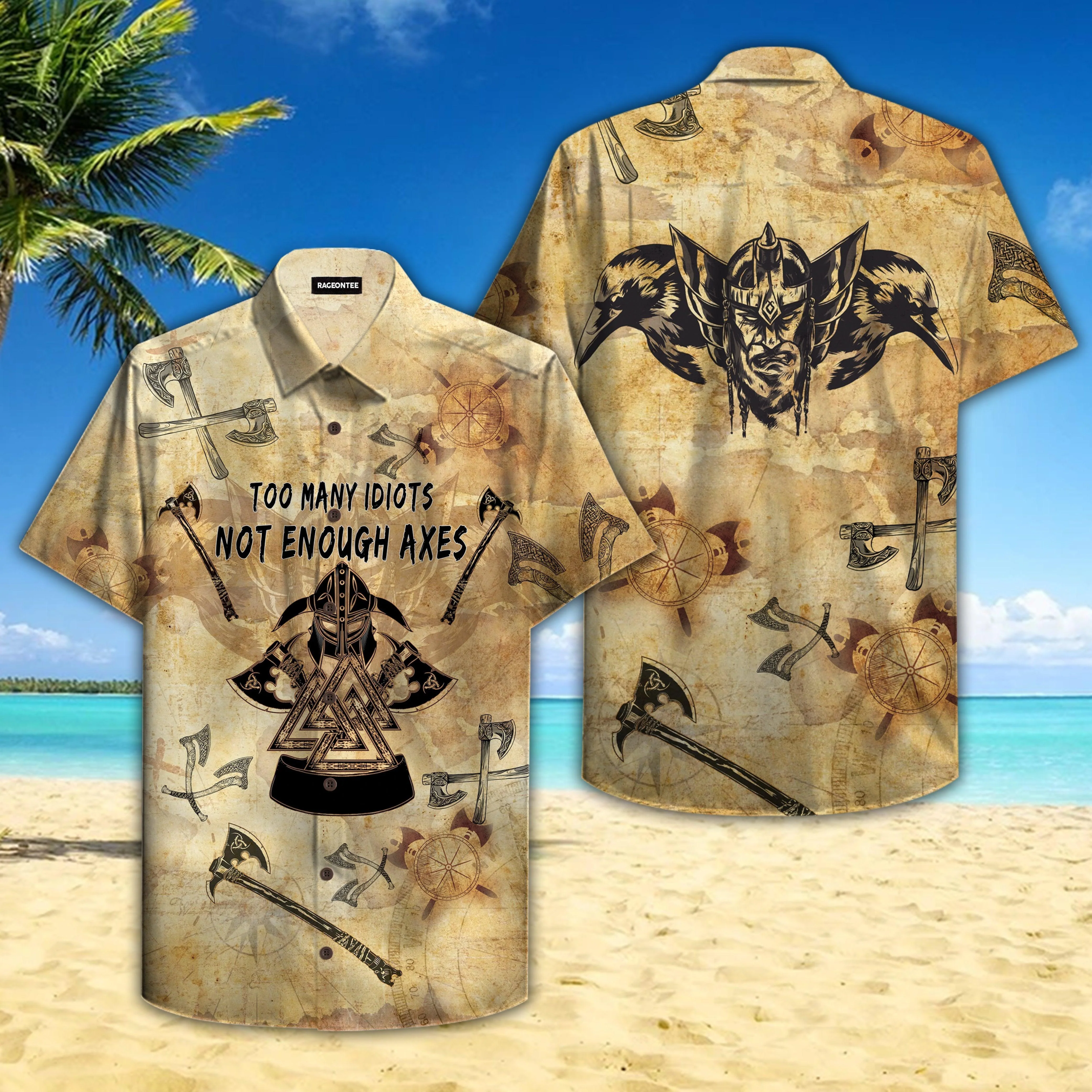 Viking Too Many Idiots Not Enough Axes Trendy Hawaiian Shirt