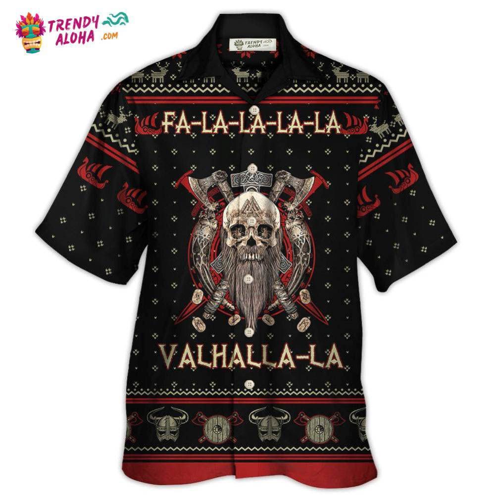 Viking Valhalla Black And Red Fa La La Hawaiian Shirt – Trendy Aloha
