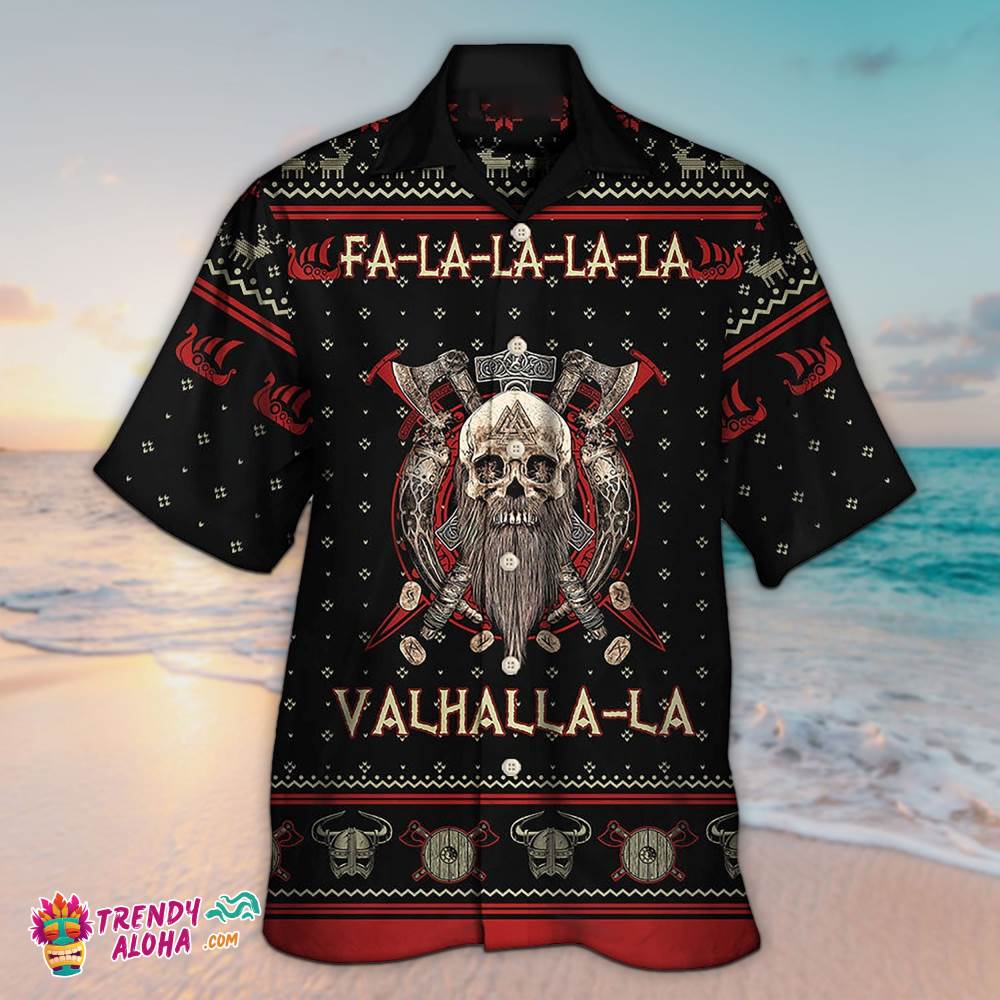 Viking Valhalla Black And Red Hawaiian Aloha Beach Shirt