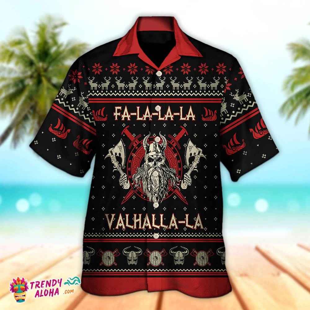 Viking Valhalla Black And Red Hawaiian Aloha Beach Shirt