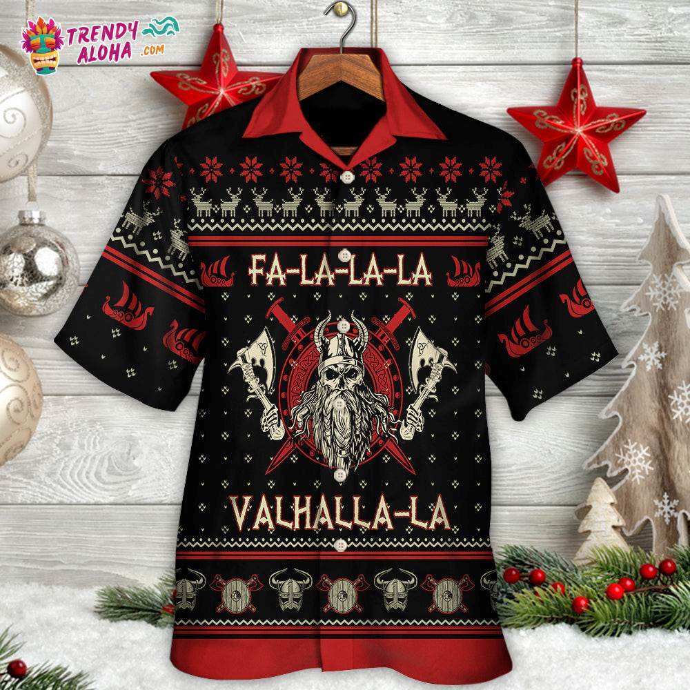 Viking Valhalla Black And Red Hawaiian Shirt – Trendy Aloha