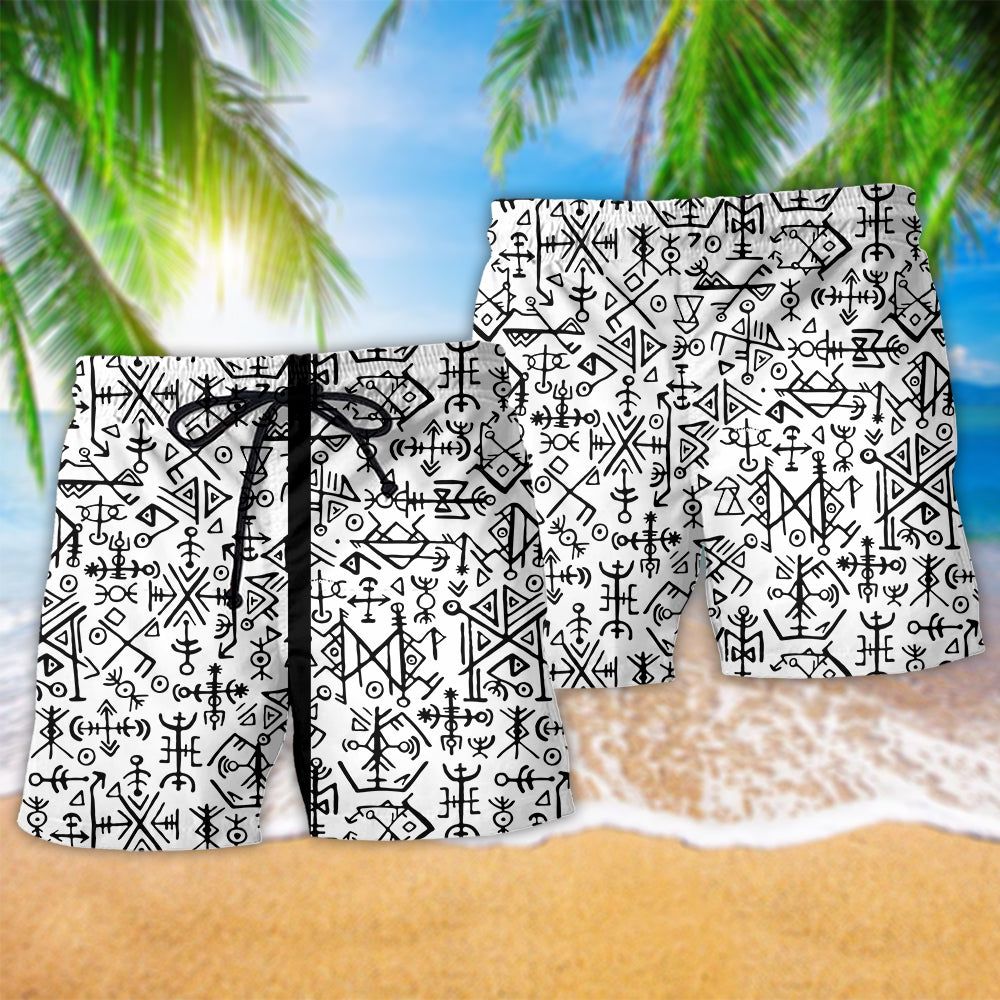 Viking Victory Life Black And White Style Trendy Aloha Hawaiian Beach Shorts