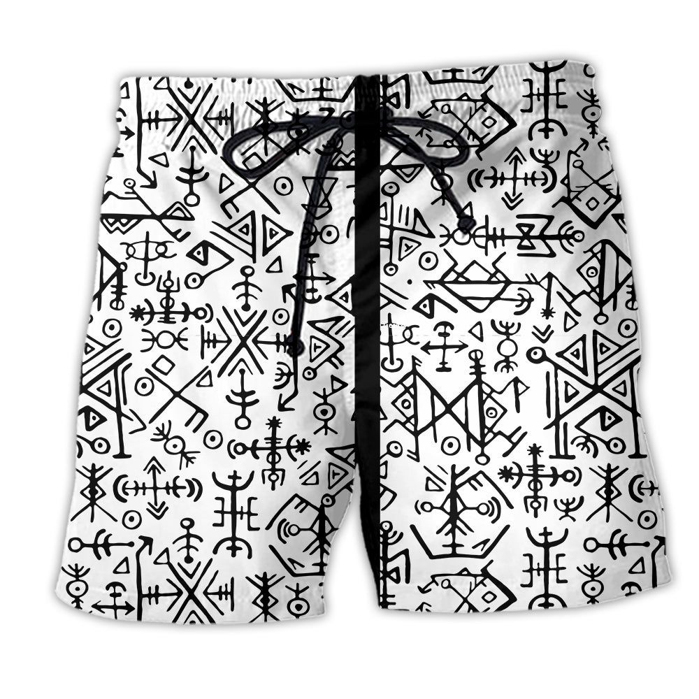 Viking Victory Life Black And White Style Trendy Aloha Hawaiian Beach Shorts