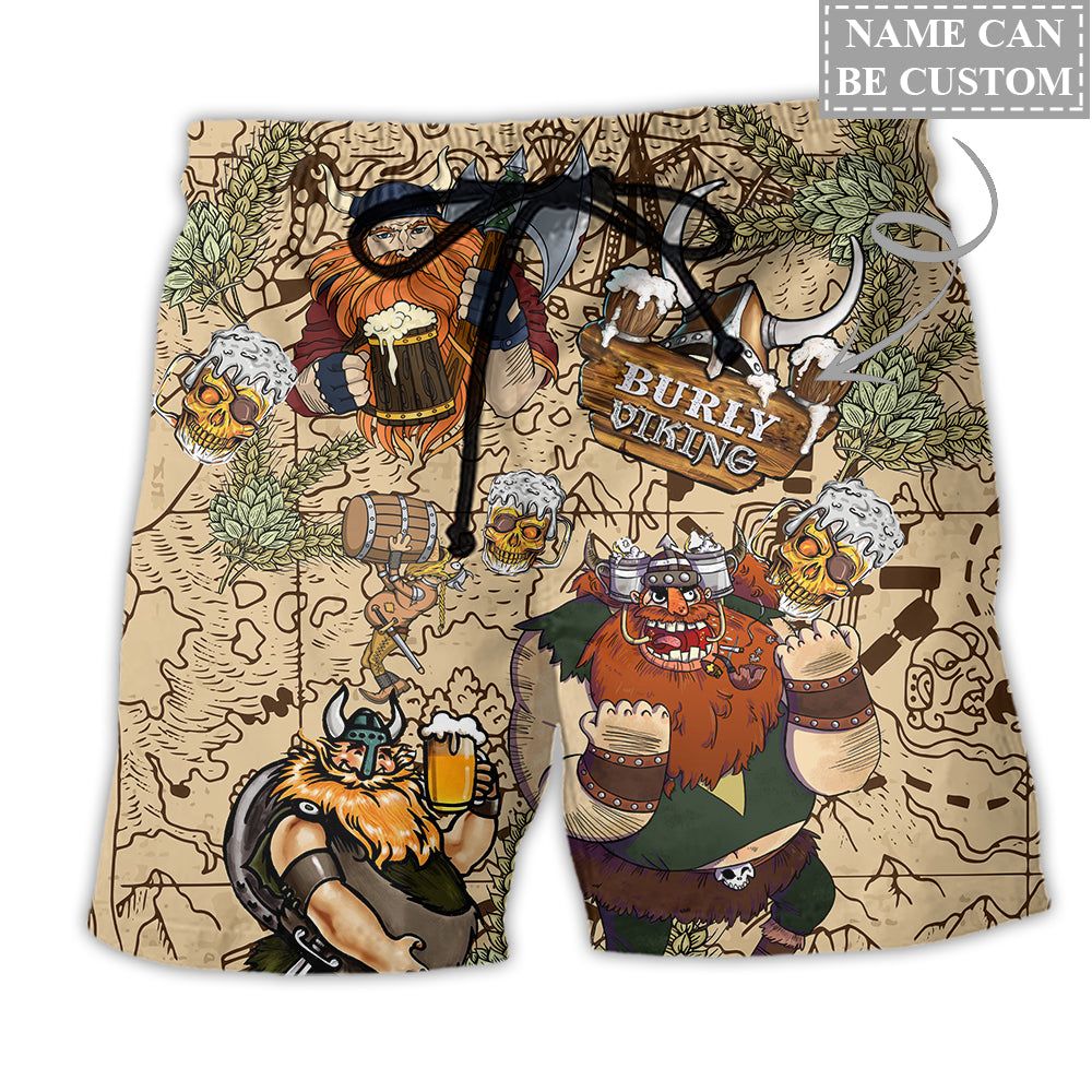 Viking Victory Life Style With Beer Personalized Trendy Aloha Hawaiian Beach Shorts