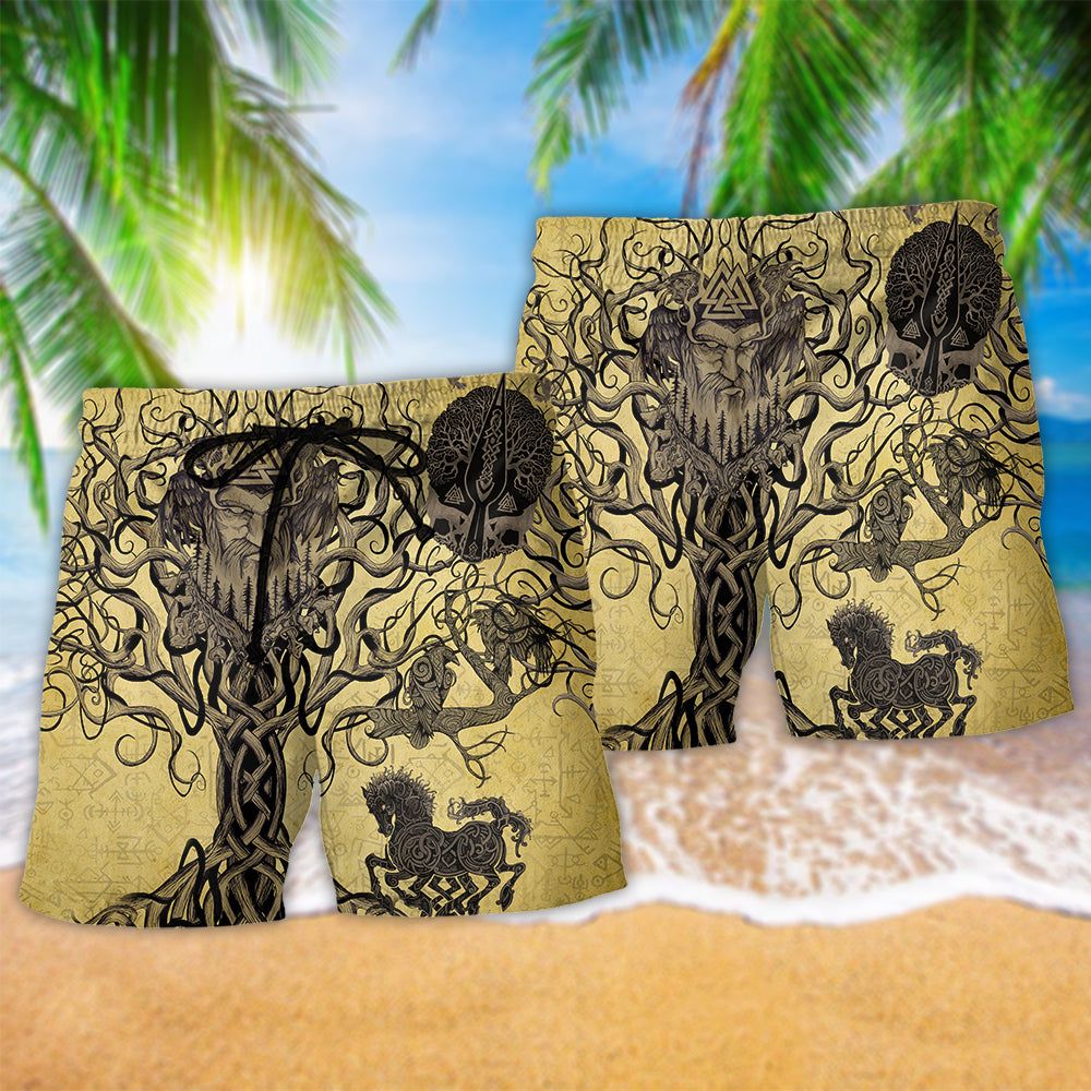 Viking Victory Life Style With Vintage Style Trendy Aloha Hawaiian Beach Shorts