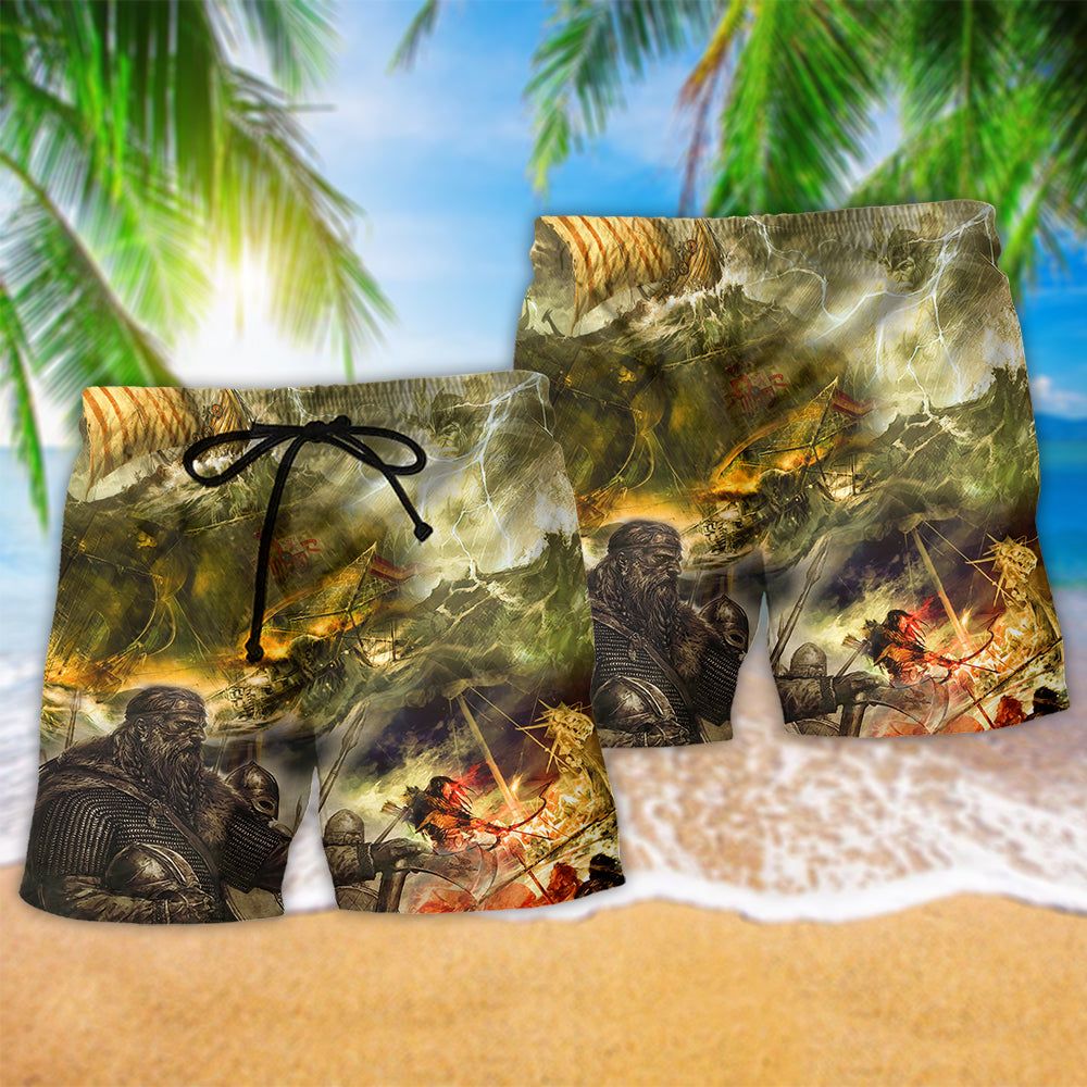 Viking War Lightning Cool Trendy Aloha Hawaiian Beach Shorts