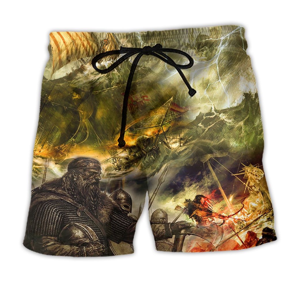 Viking War Lightning Cool Trendy Aloha Hawaiian Beach Shorts Viking War Lightning Cool Trendy Aloha Hawaiian Beach Shorts