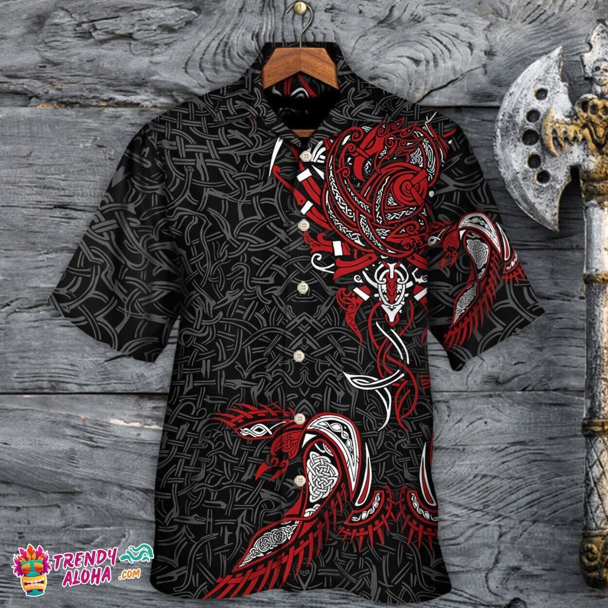 Viking War Raven Graphic Hawaiian Shirt for Summer Lifestyle
