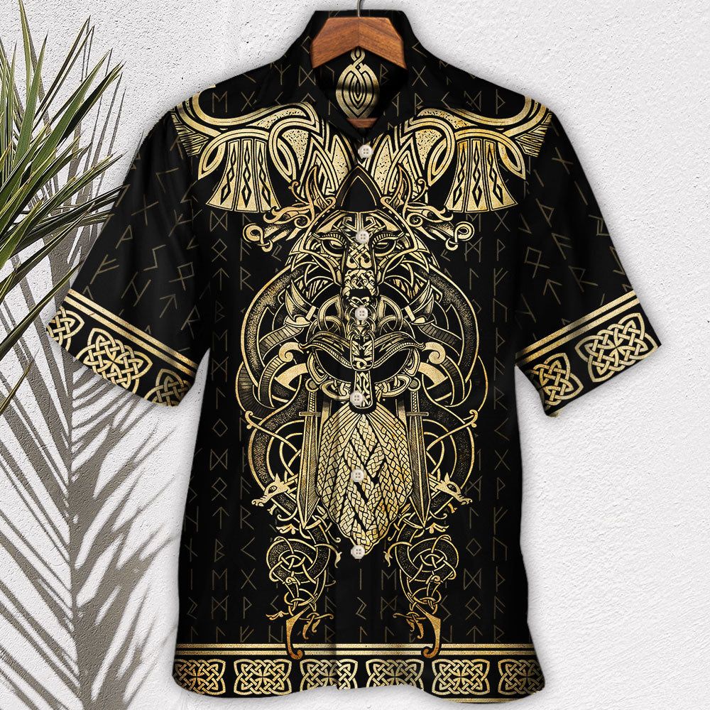Viking Warrior The Raven Yellow Of Odin Hawaiian Shirt Viking Warrior The Raven Yellow Of Odin Hawaiian Shirt