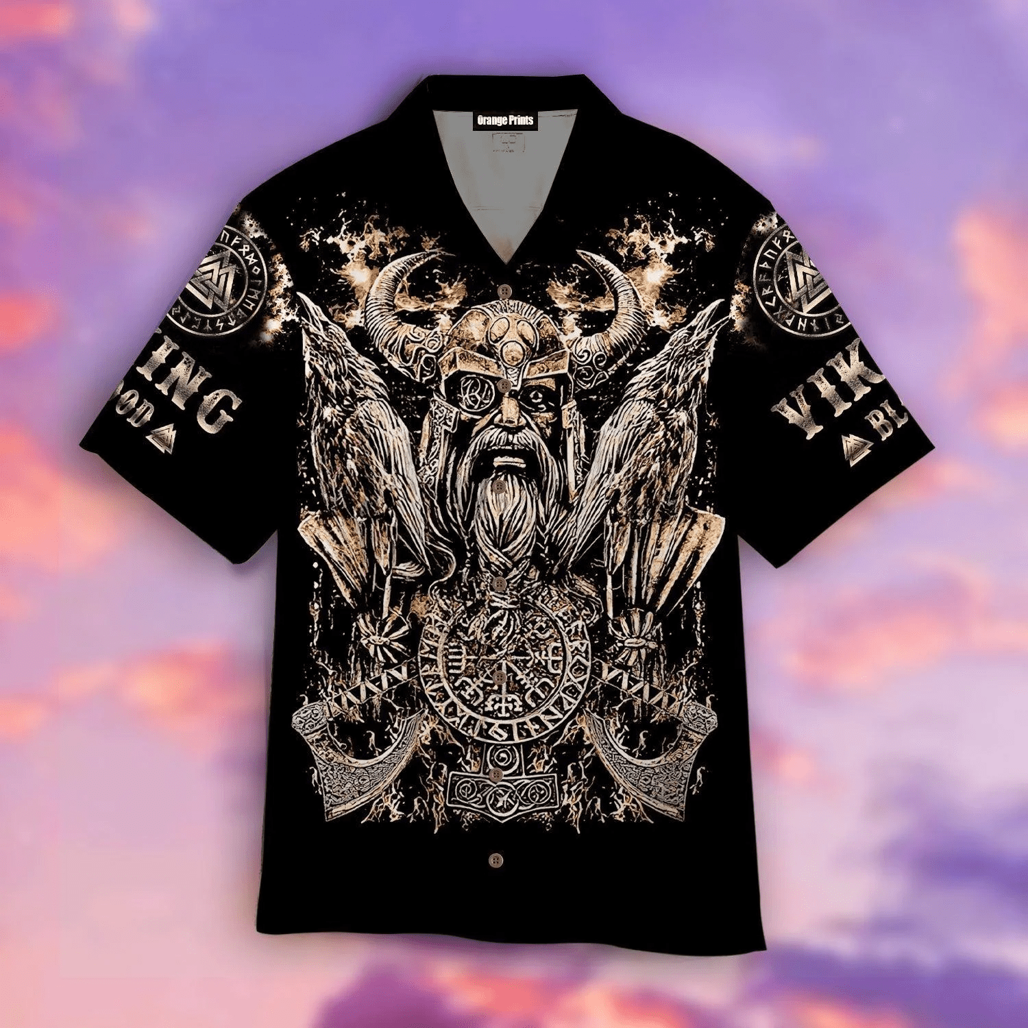 Viking’s Love with Odin Print Hawaiian Shirt Design