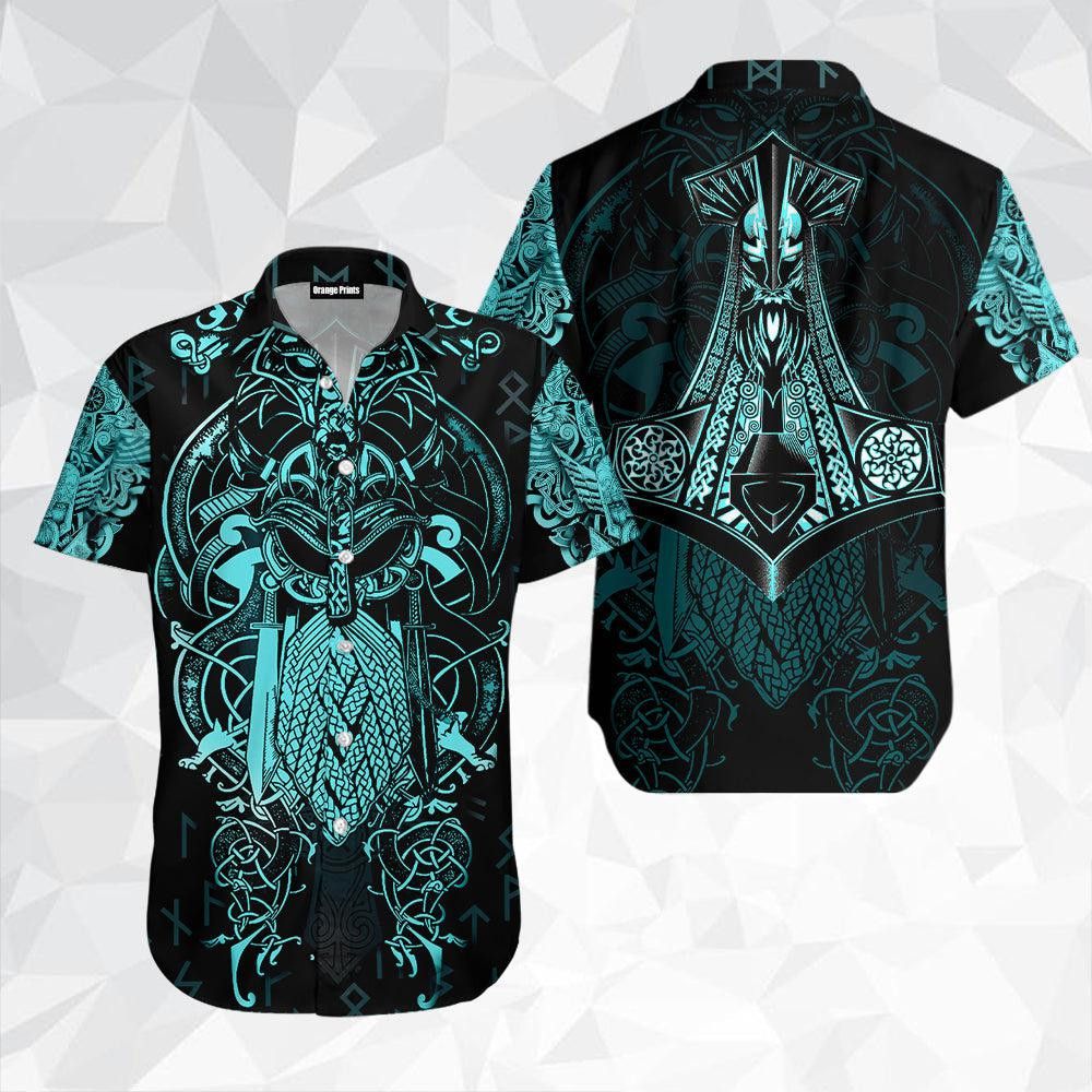 Vikings The Raven Blue Of Odin Hawaiian Shirt For