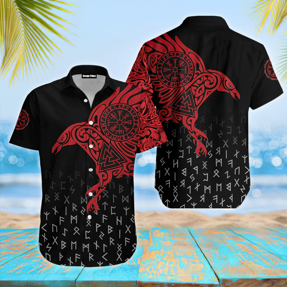 Vikings The Raven Of Odin Hawaiian Shirt For