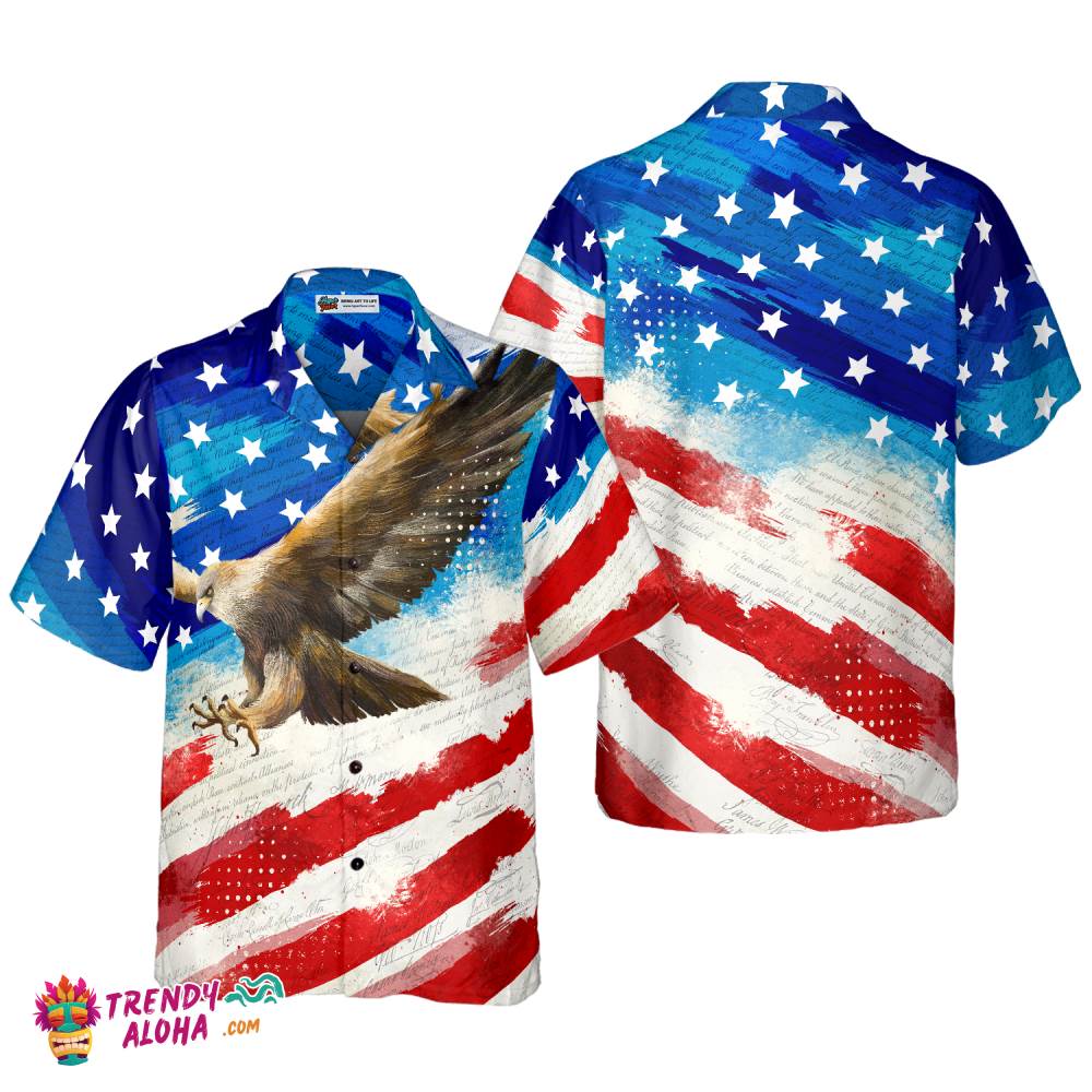 Vintage American Flag Eagle Hawaiian Shirt For Men Vintage American Flag Eagle Hawaiian Shirt For Men