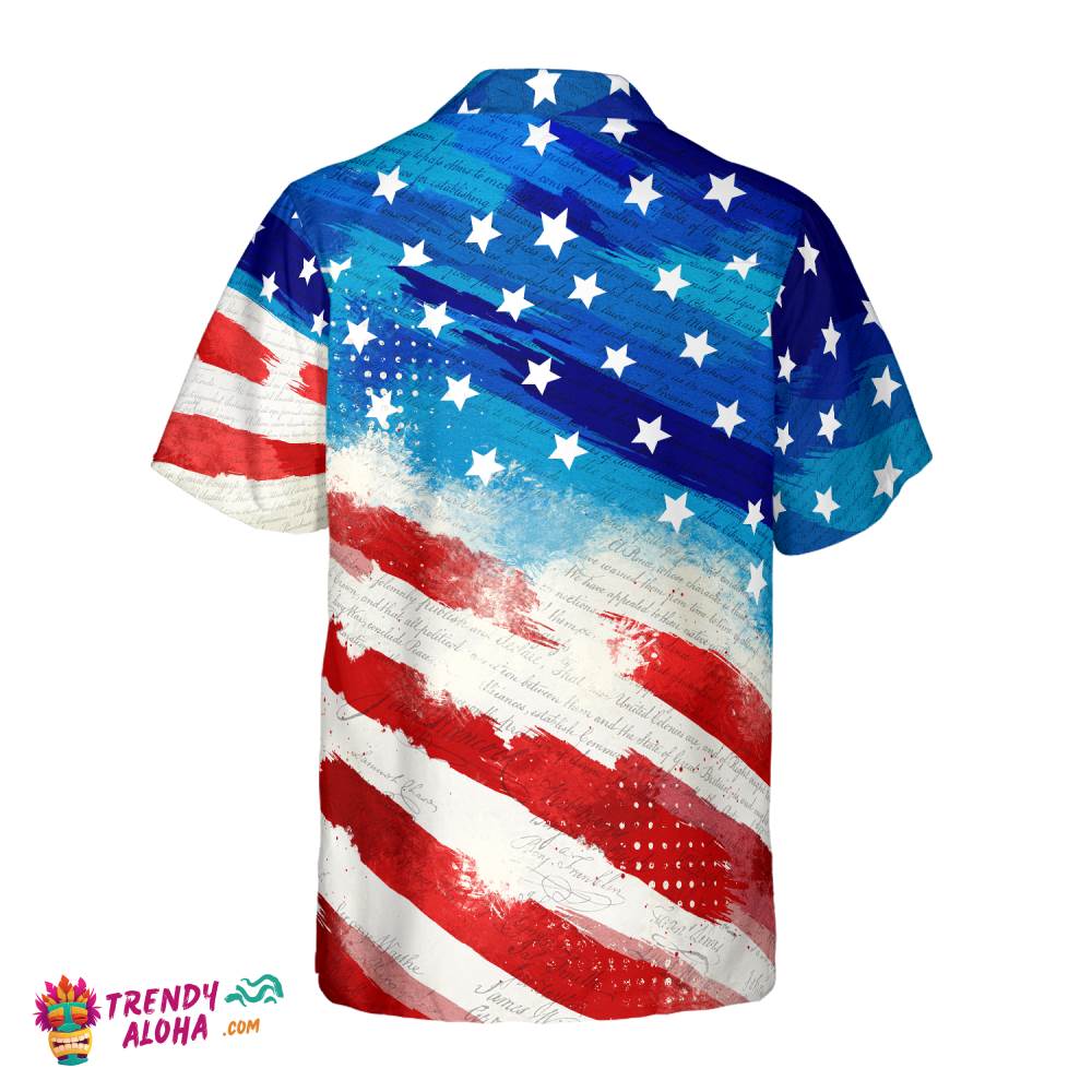 Vintage American Flag Eagle Hawaiian Shirt For Men