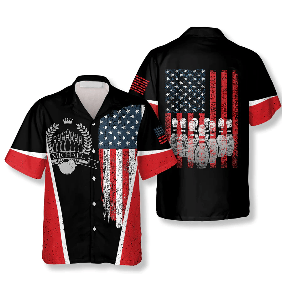 Vintage American Flag Emblem Custom Bowling Trendy Hawaiian Shirt Vintage American Flag Emblem Custom Bowling Trendy Hawaiian Shirt