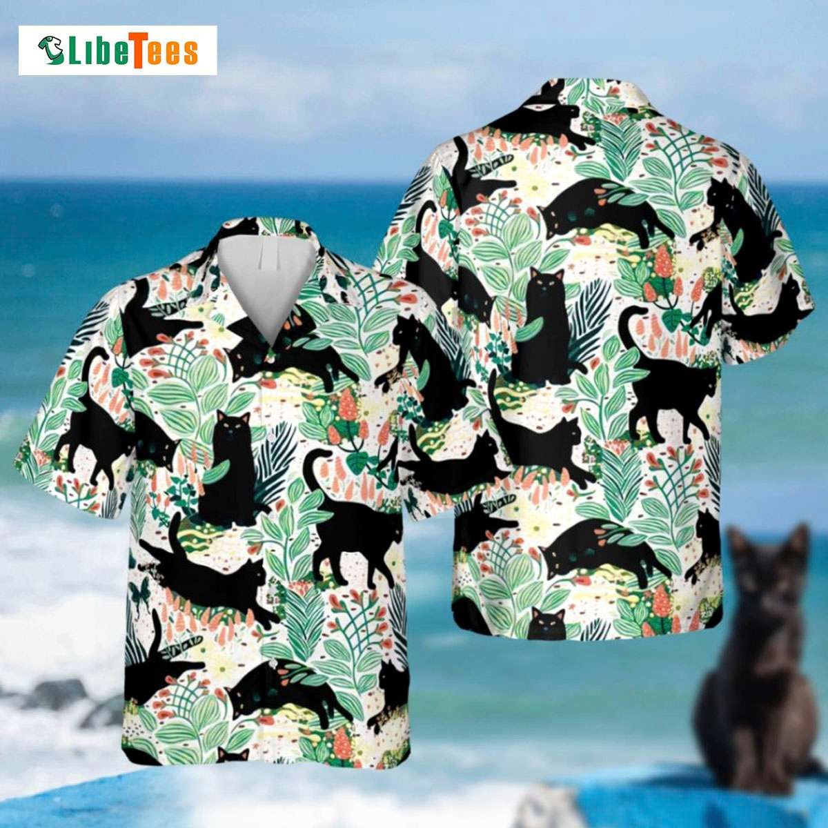 Vintage Beach Vibes with Cartoon Black Cat Hawaiian Shirt