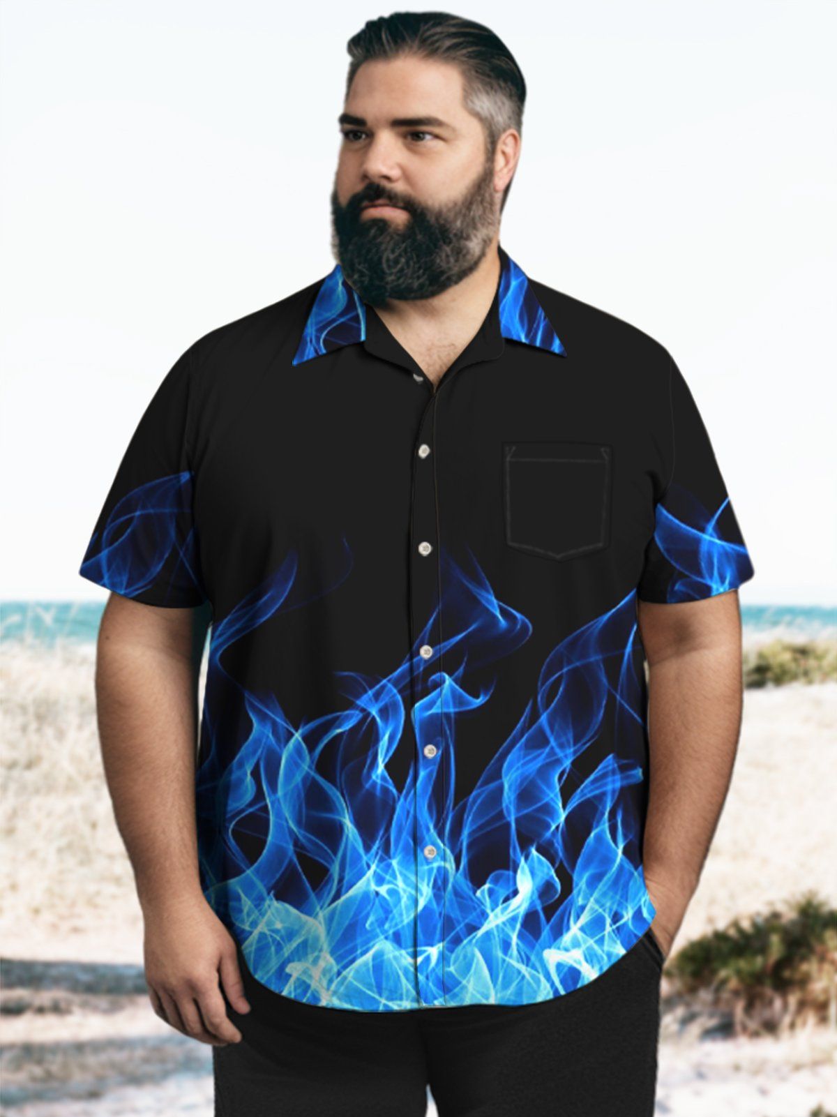 Vintage Big & Tall Flame BBQ Party Hawaiian Shirt