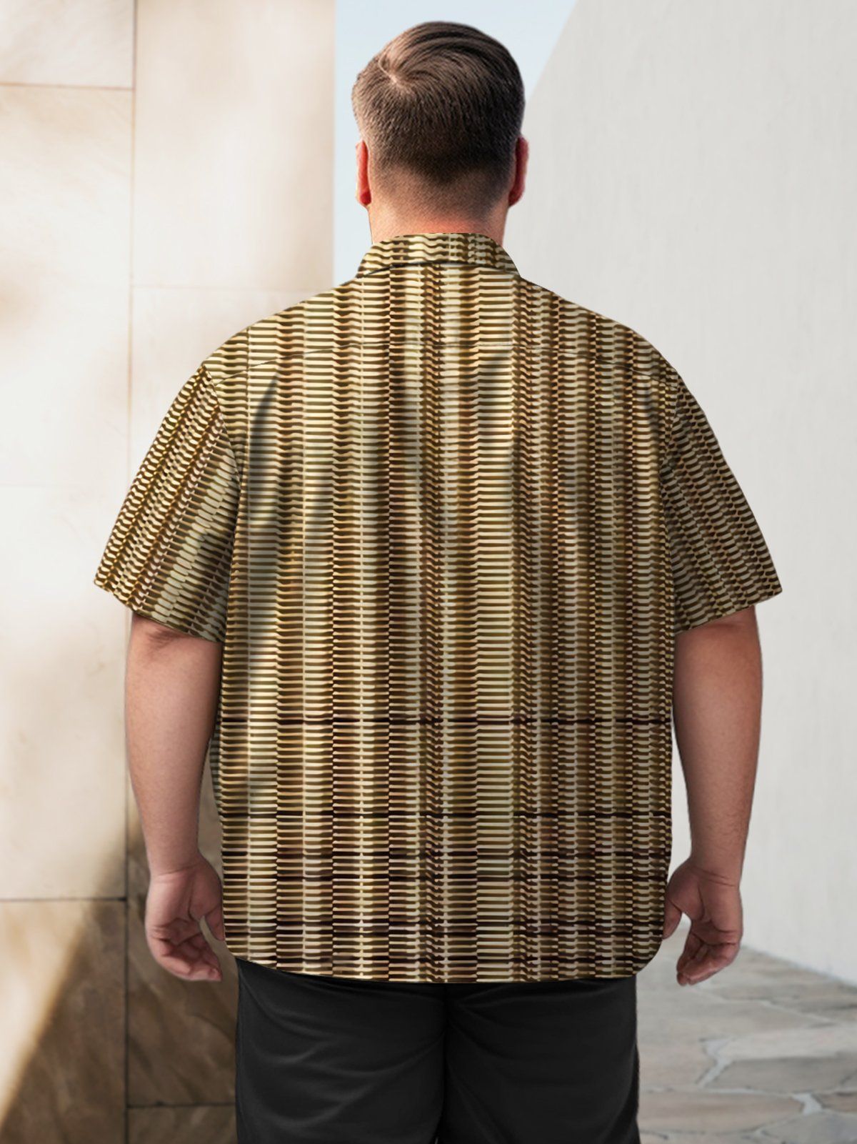 Vintage Big & Tall Geometry Hawaiian Shirt Geometric Stripes Hawaiian Shirt