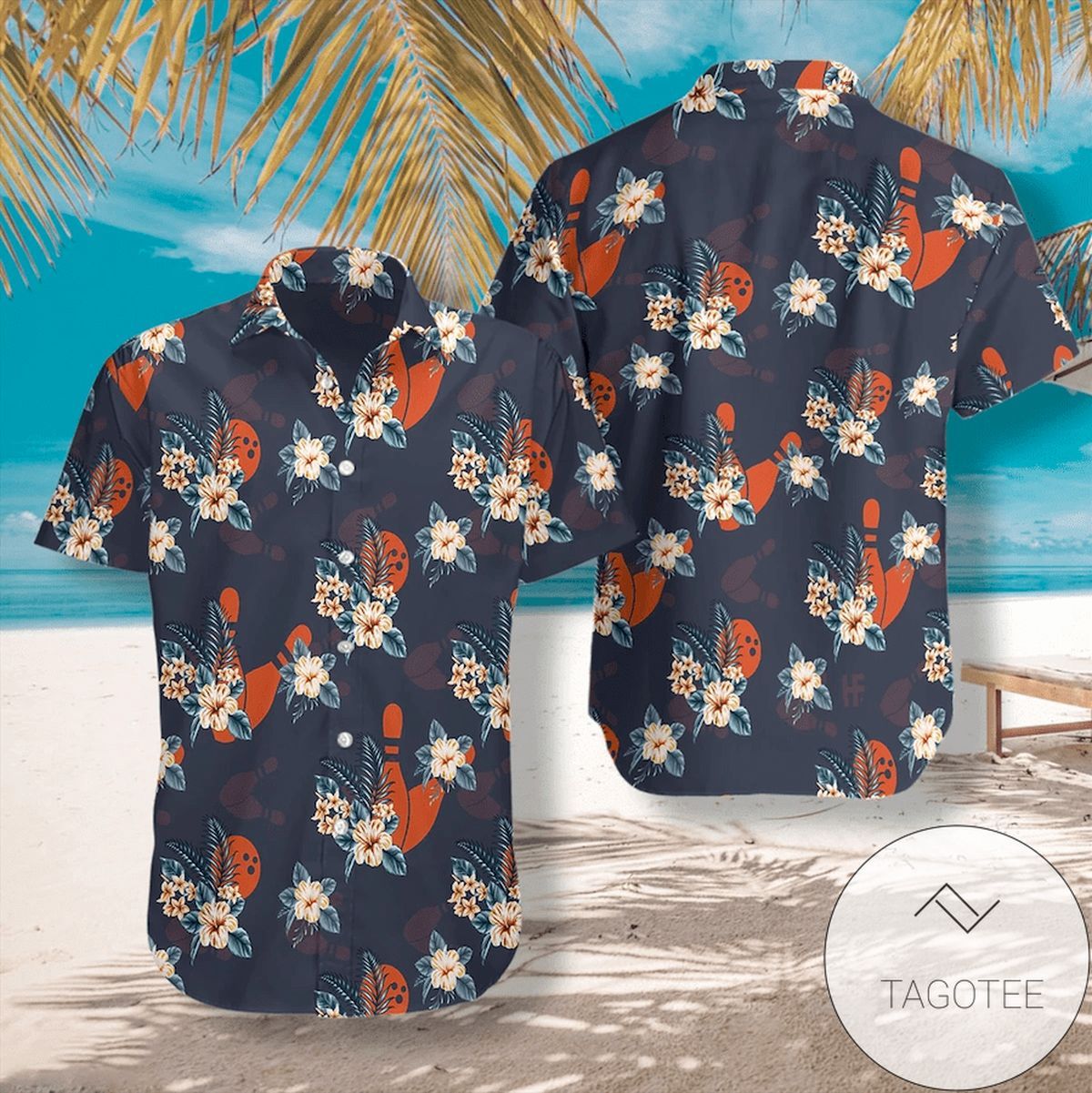 Vintage Bowling Ball And Pin Tropical Unisex Hawaiian Shirts