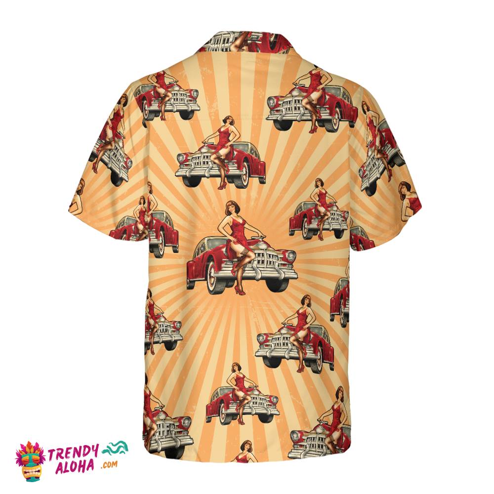Vintage Car And Chick For Dinner Hawaiian Shirt