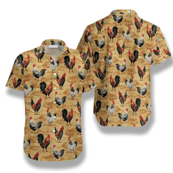 Vintage Chicken Farm All Printed 3D Trendy Hawaiian Shirt, Cow Trendy Hawaiian Shirt, Summer Gifts For Men And Women Vintage Chicken Farm All Printed 3D Trendy Hawaiian Shirt, Cow Trendy Hawaiian Shirt, Summer Gifts For Men And Women