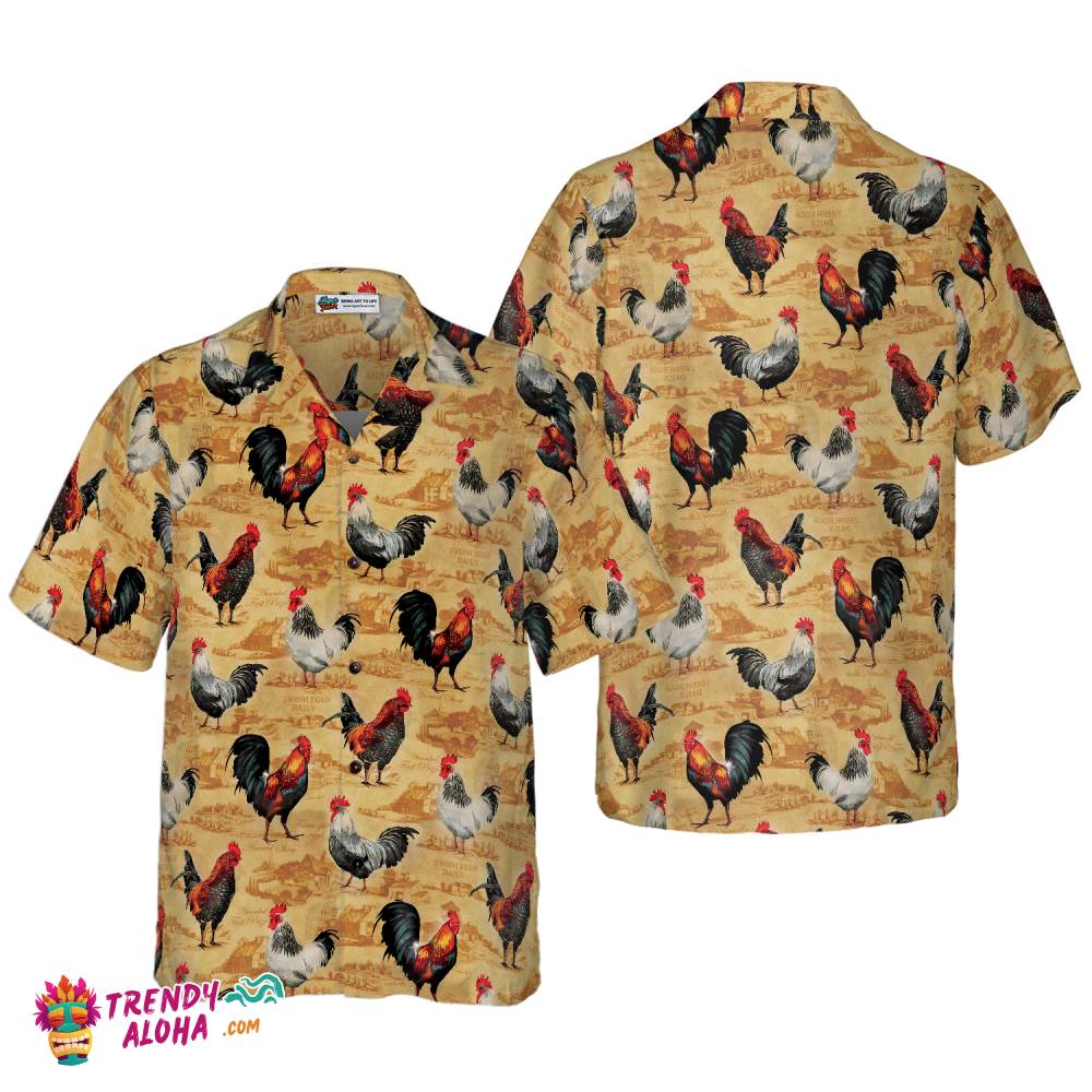 Vintage Chicken Farm Shirt For Men Hawaiian Shirt Vintage Chicken Farm Shirt For Men Hawaiian Shirt