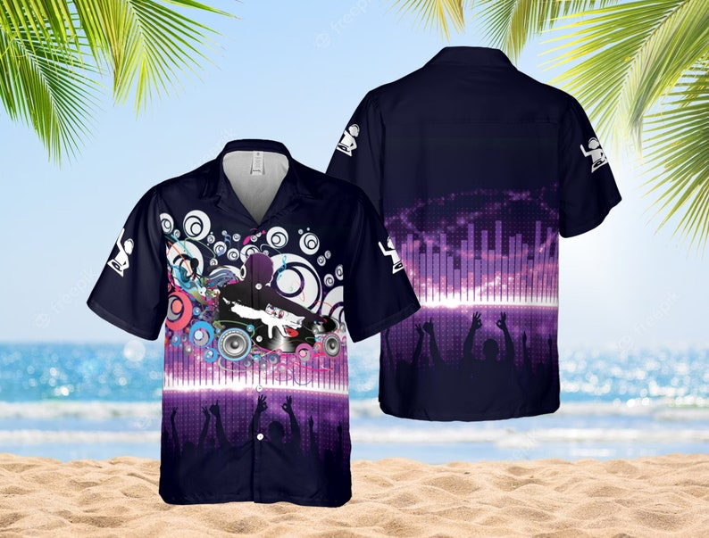 Vintage Dj Music Hawaii Shirt, Record Player Trendy Hawaiian Shirt, Record Dj Music Gift, Night Club Street Dance Lover Gift