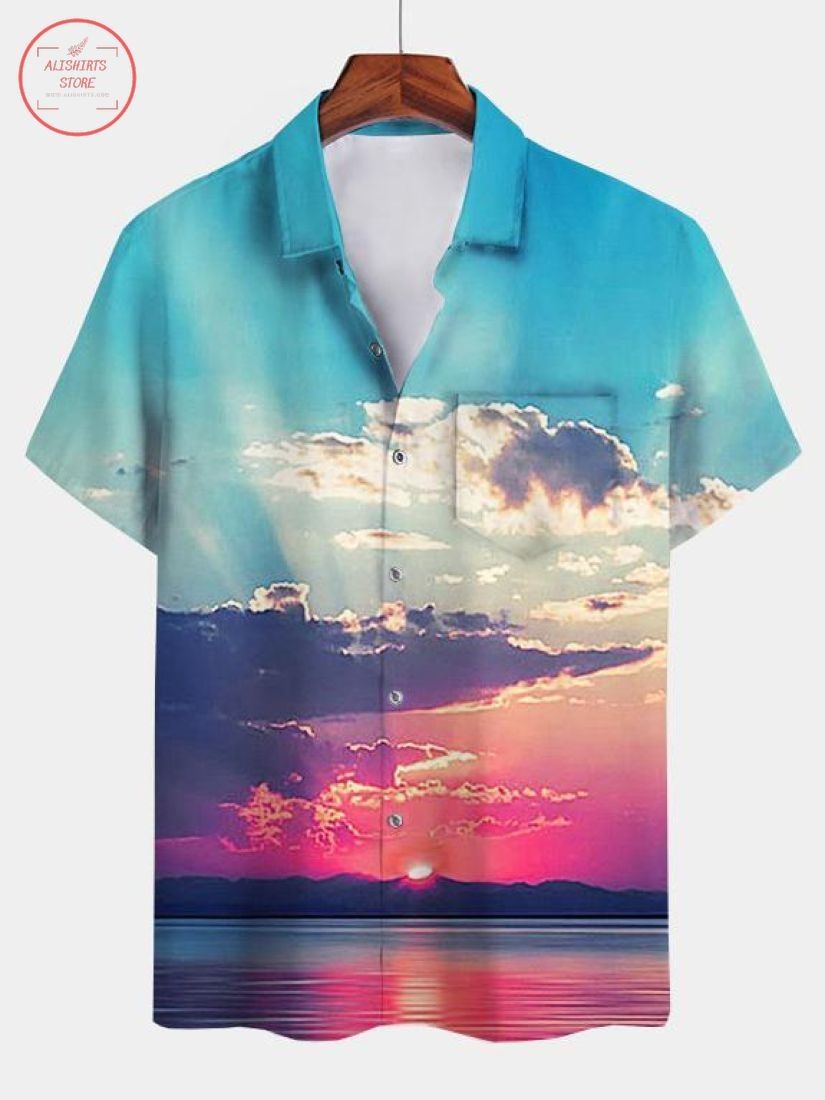 Vintage Elegance Adorns CottonBlend Square Neck Hawaiian Shirt