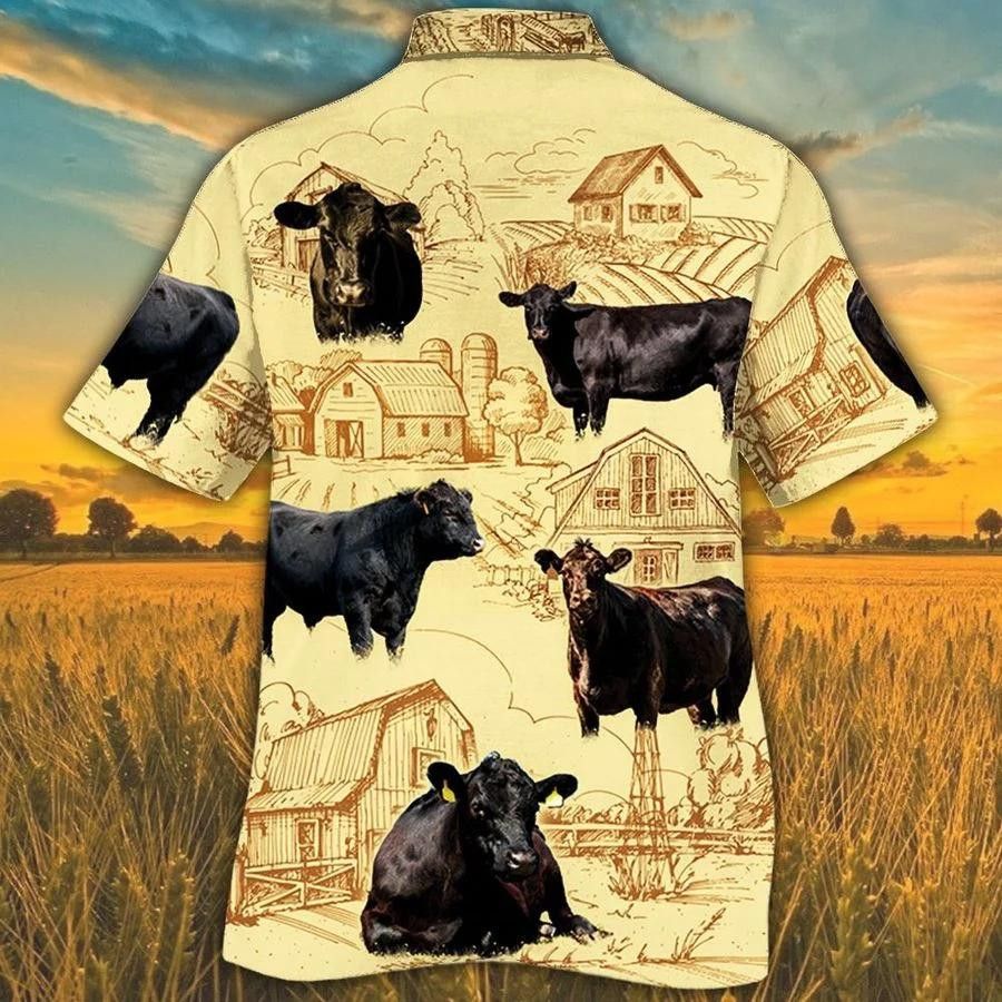 Vintage Farm Adventures with Black Angus Cattle Hawaiian Shirt