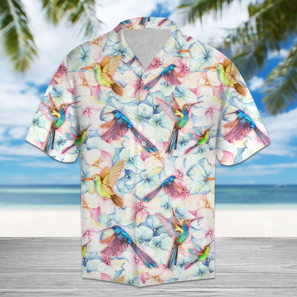 Vintage Floral Hummingbird Summer Hawaiian Shirt