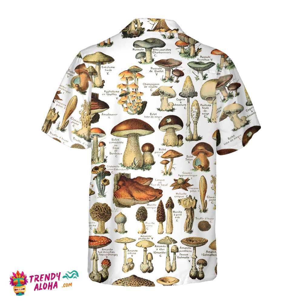 Vintage Fungi Hawaiian Shirt, Types Of Mushroom Shirt For Men & Women, Gift For Mushroom Lovers