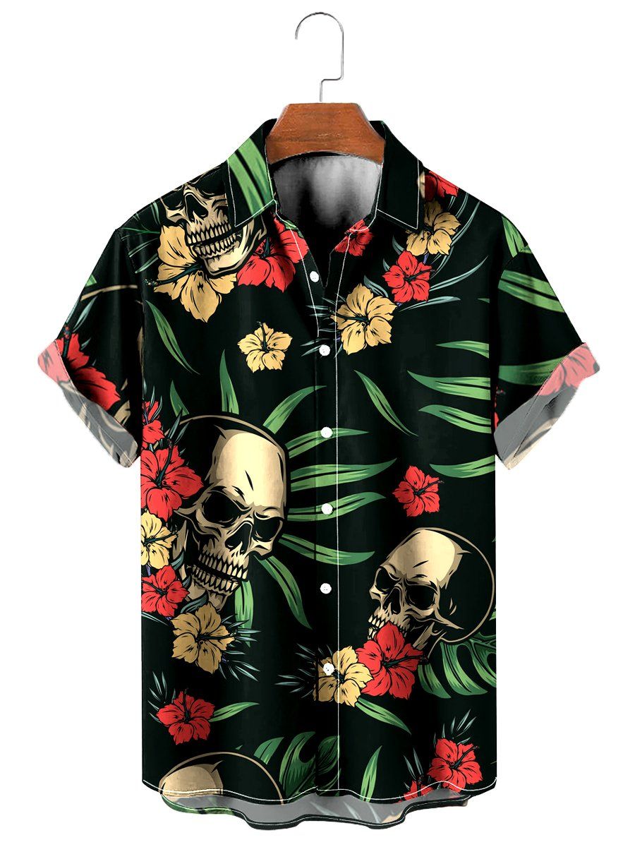 Vintage Hawaiian Shirts Tropical Skull Print Easy Care Aloha Shirts Vintage Hawaiian Shirts Tropical Skull Print Easy Care Aloha Shirts
